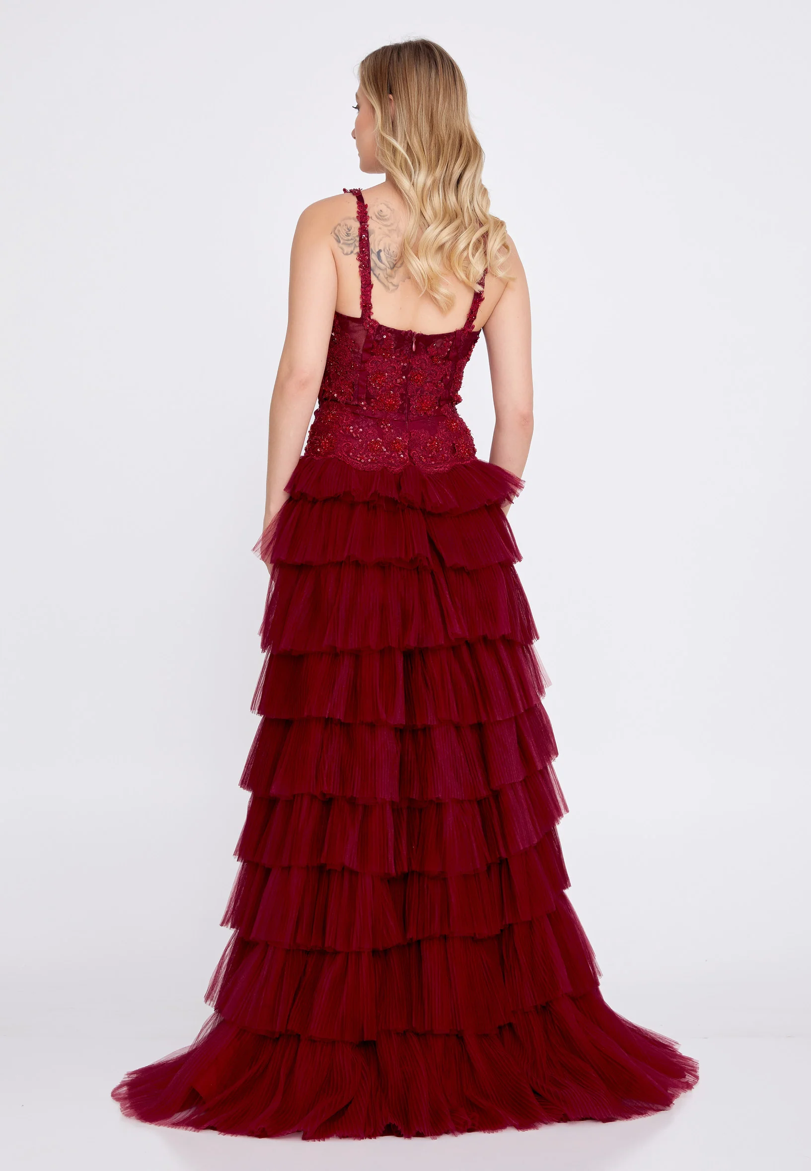 Sleeveless High-Low Tulle A - Line Regular Wedding Guest Dress omn2219 - Image 2