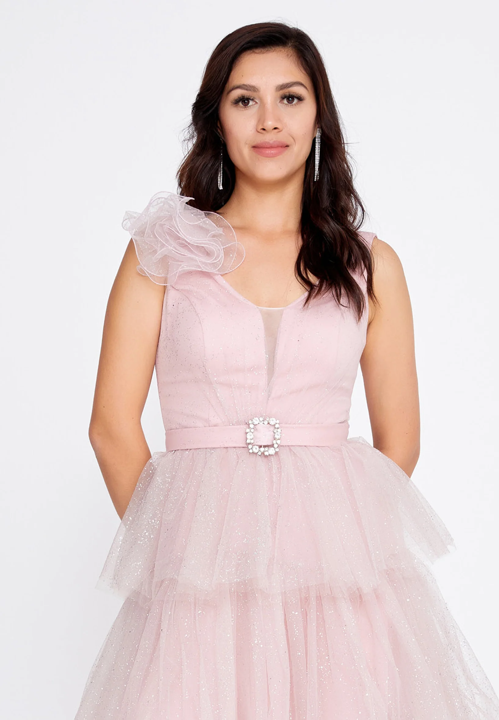 Sleeveless High-Low Tulle Column Regular Prom Dress rsh4162 - Image 12