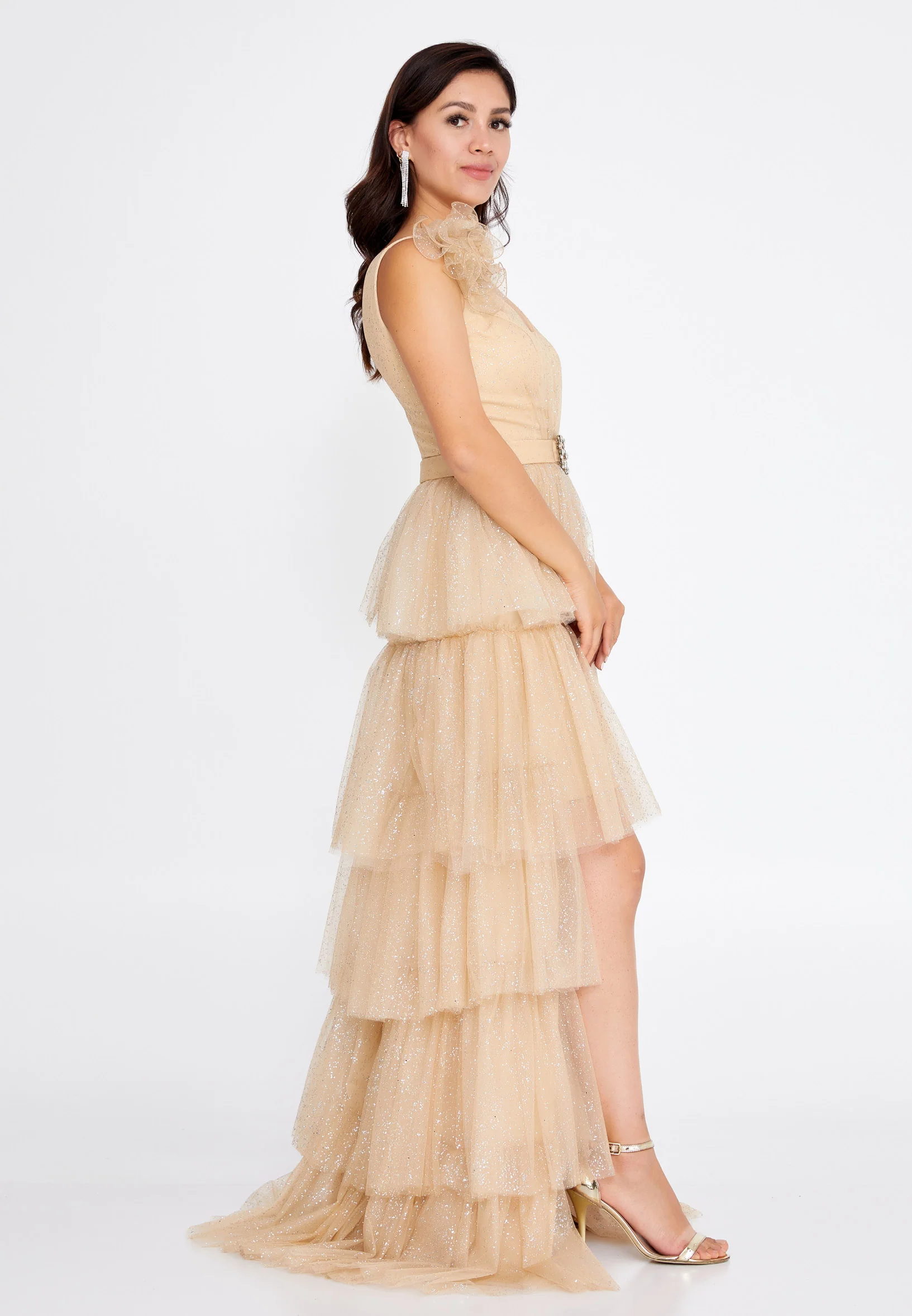 Sleeveless High-Low Tulle Column Regular Prom Dress rsh4162 - Image 3