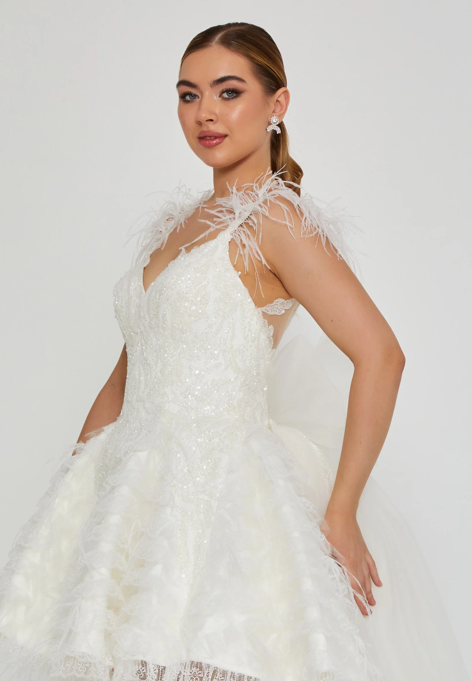 Sleeveless High-Low Tulle Regular Wedding Dress rlb1457 - Image 2