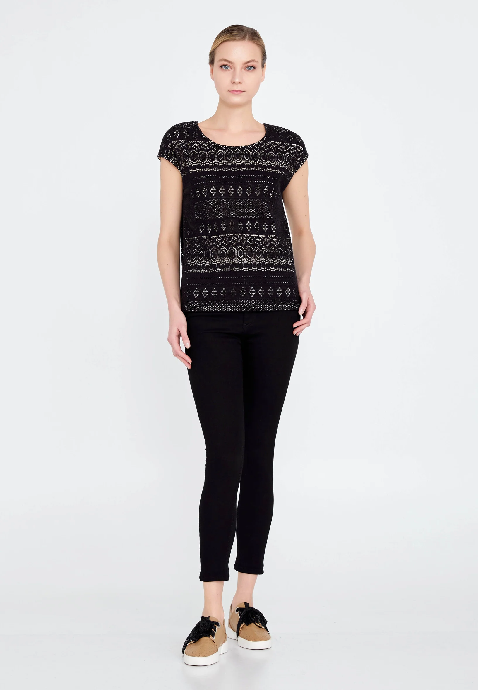 Sleeveless Lace Solid Color Regular Sweater faiu36083 - Image 2