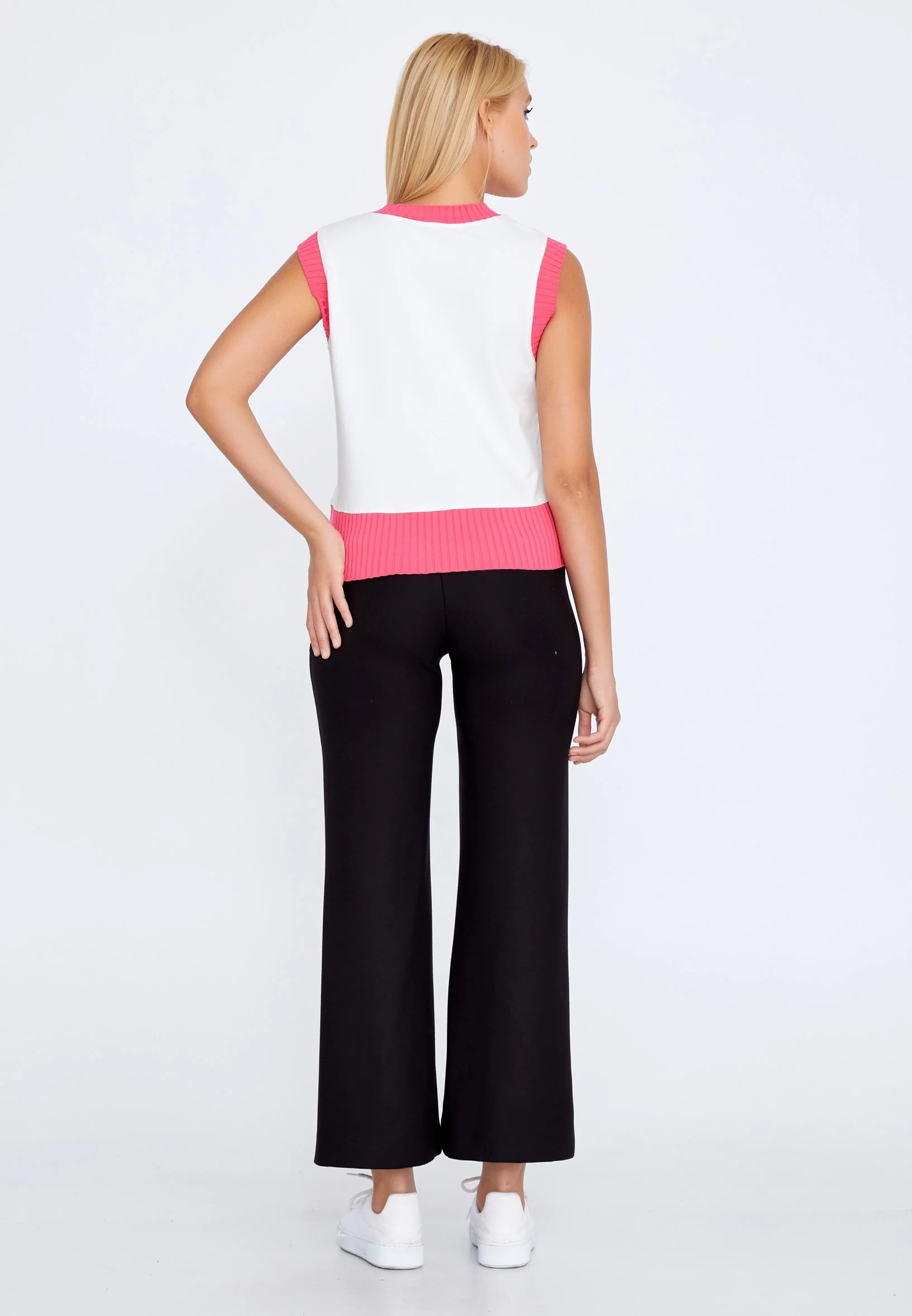 Sleeveless Lycra Floral Regular Sweater ber22k4115 - Image 6