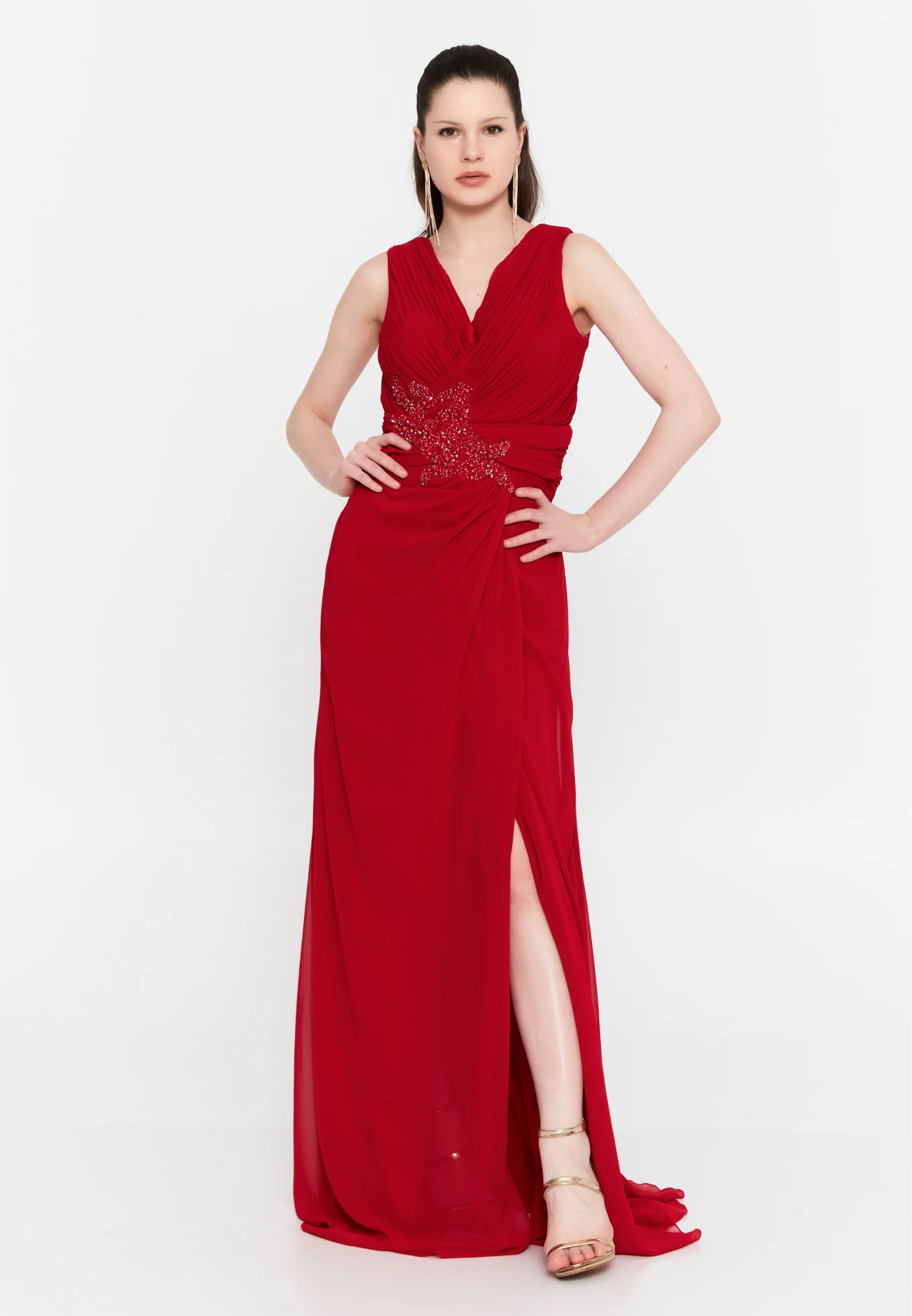 Sleeveless Maxi Chiffon Column Plus Size Evening Dress aln01912 - Image 21