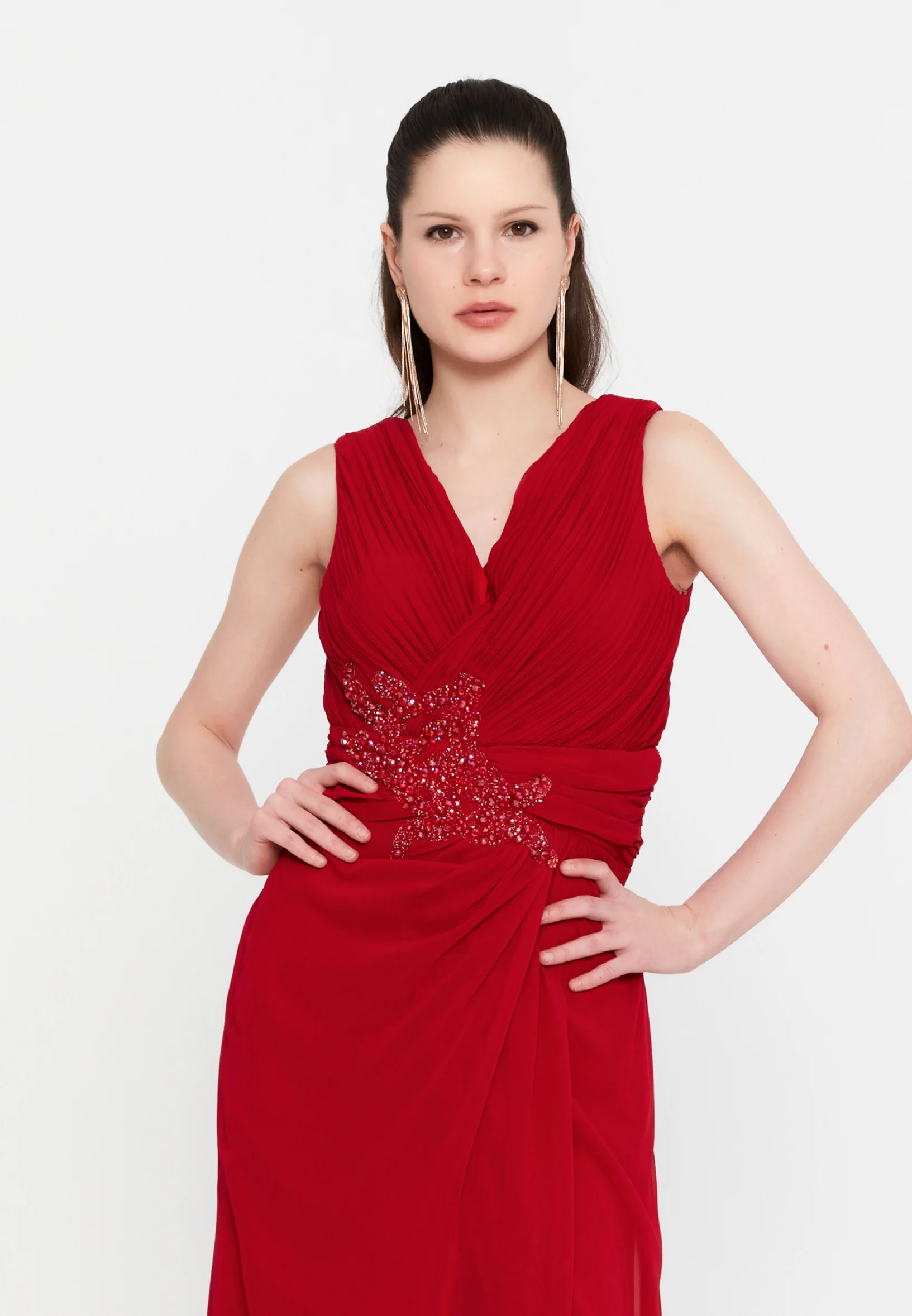 Sleeveless Maxi Chiffon Column Plus Size Evening Dress aln01912 - Image 24