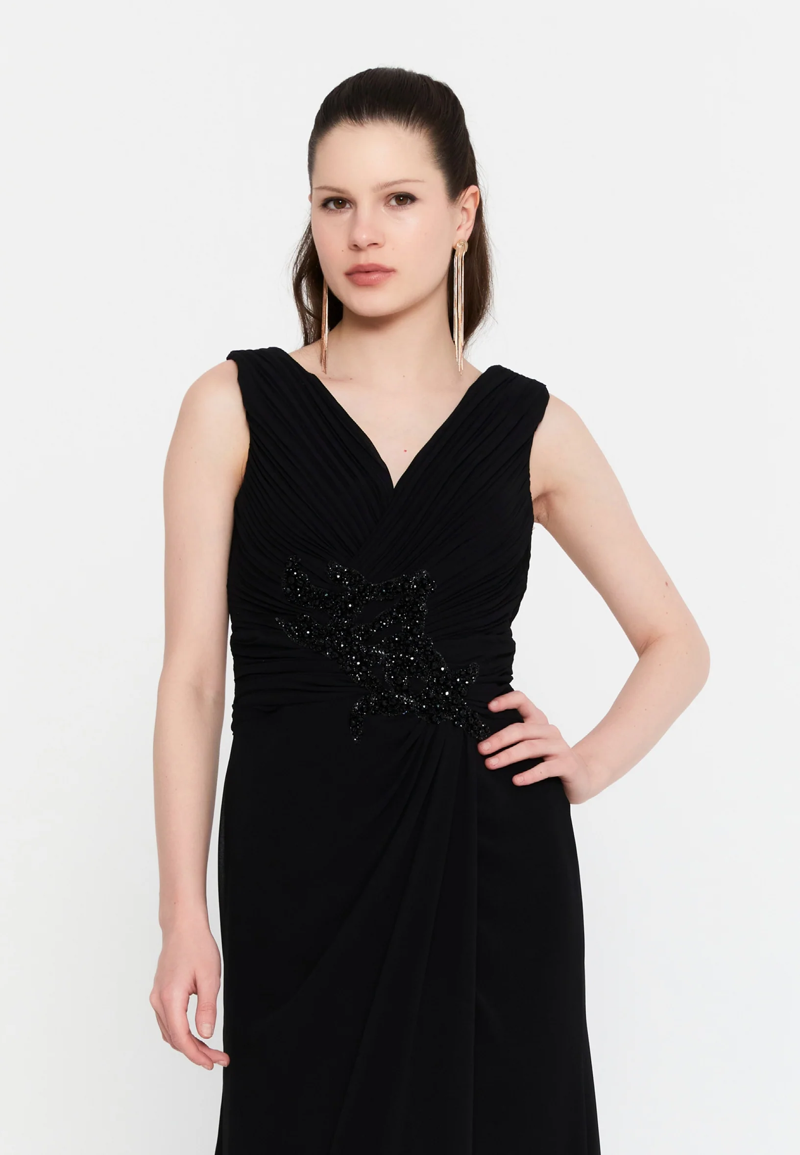 Sleeveless Maxi Chiffon Column Plus Size Evening Dress aln01912 - Image 4