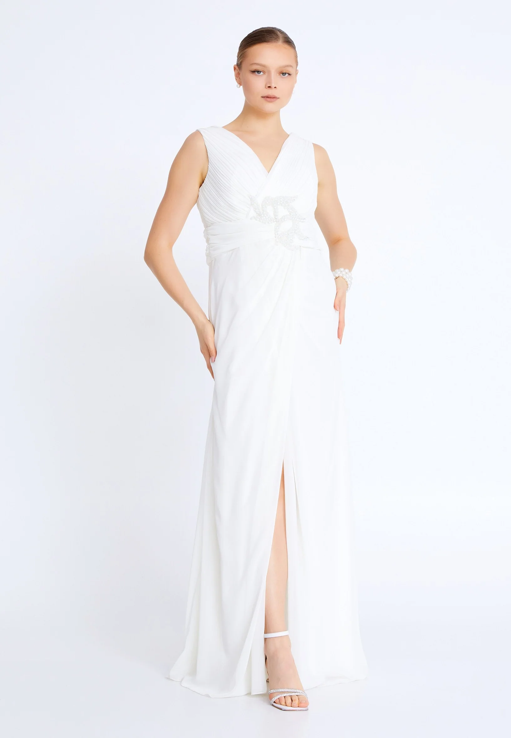 Sleeveless Maxi Chiffon Column Plus Size Evening Dress aln01912 - Image 5