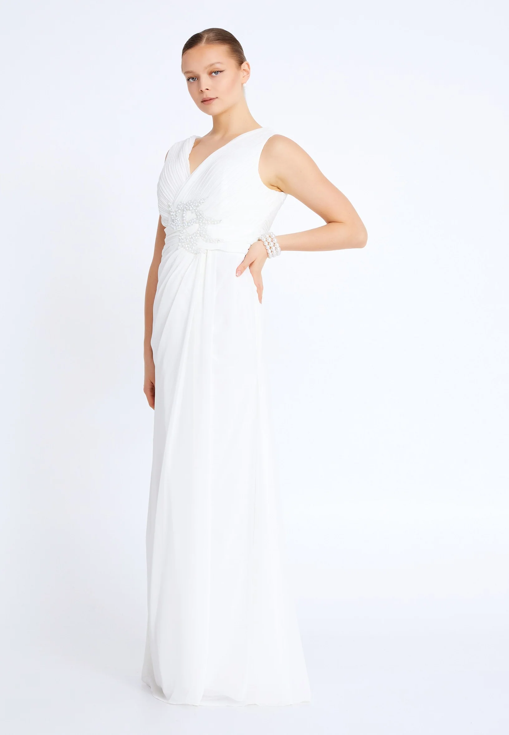 Sleeveless Maxi Chiffon Column Plus Size Evening Dress aln01912 - Image 7