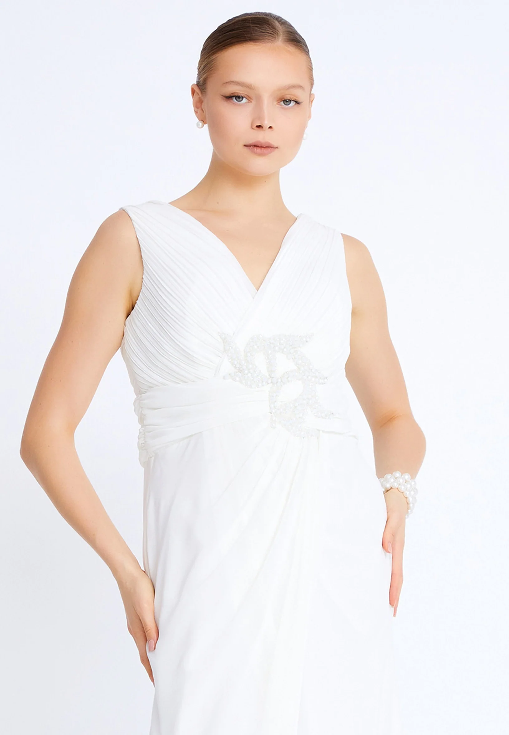 Sleeveless Maxi Chiffon Column Plus Size Evening Dress aln01912 - Image 8