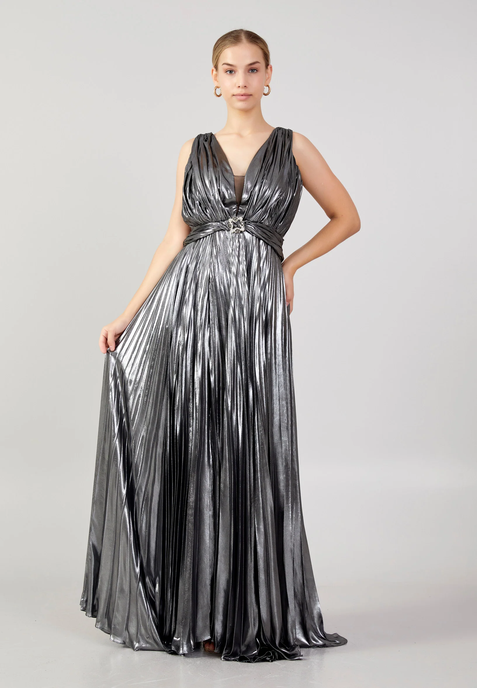 Sleeveless Maxi Chiffon Column Plus Size Evening Dress mtn22101-1 - Image 9