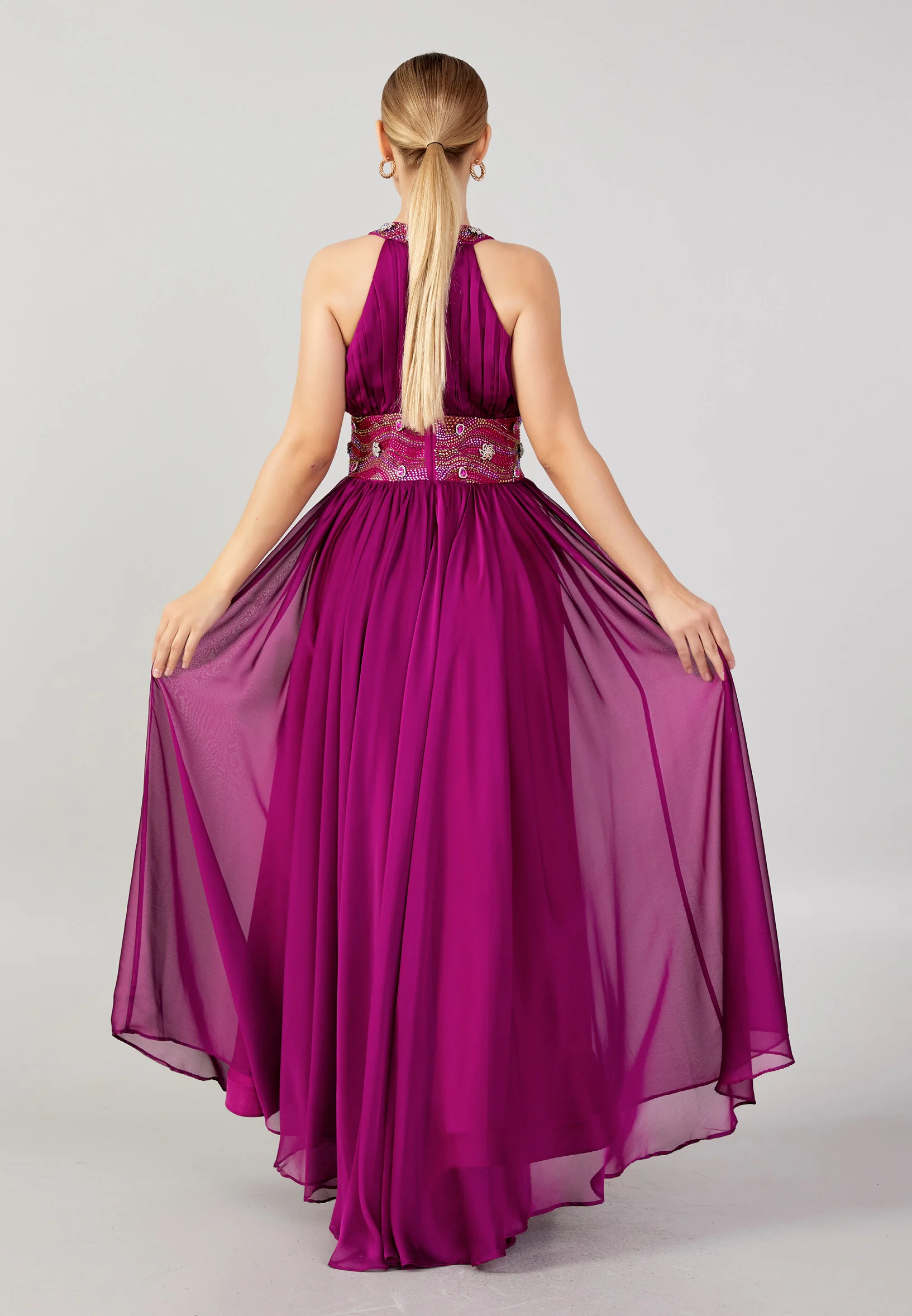 Sleeveless Maxi Chiffon Column Plus Size Evening Dress mtn88120-b - Image 10