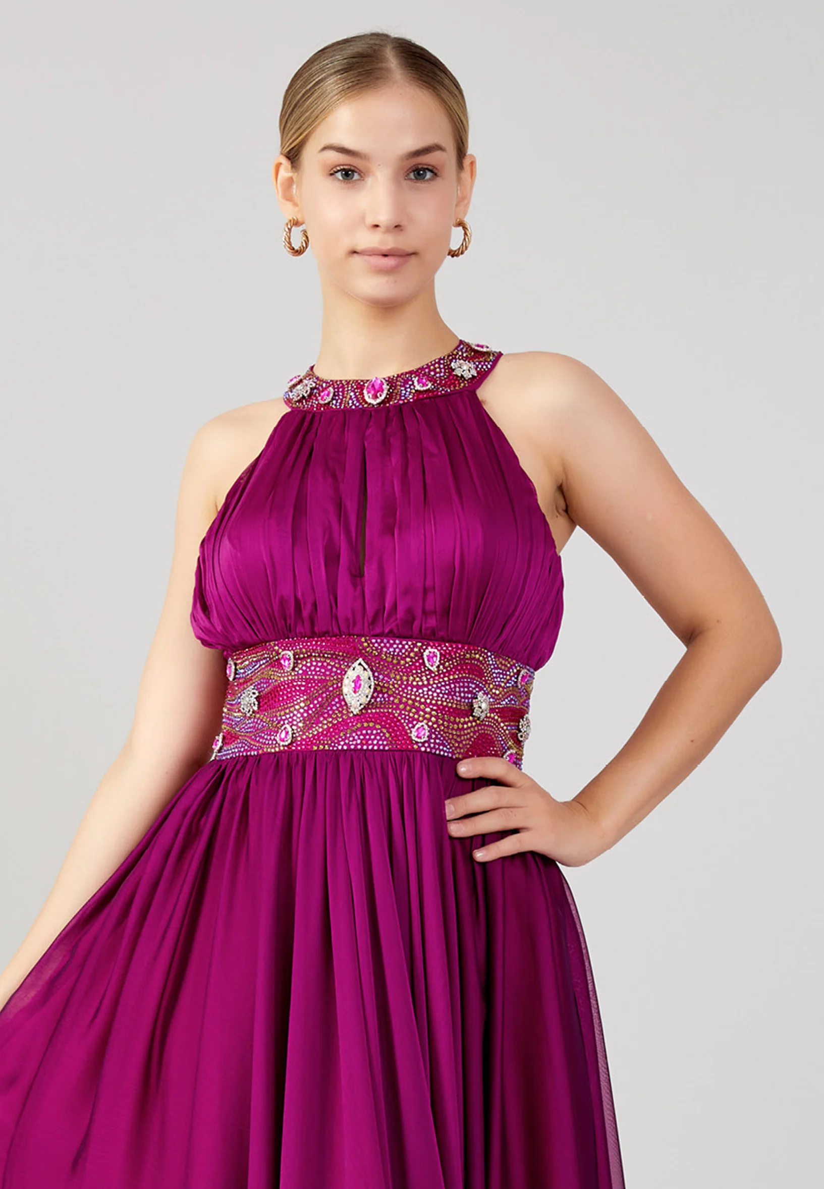 Sleeveless Maxi Chiffon Column Plus Size Evening Dress mtn88120-b - Image 12