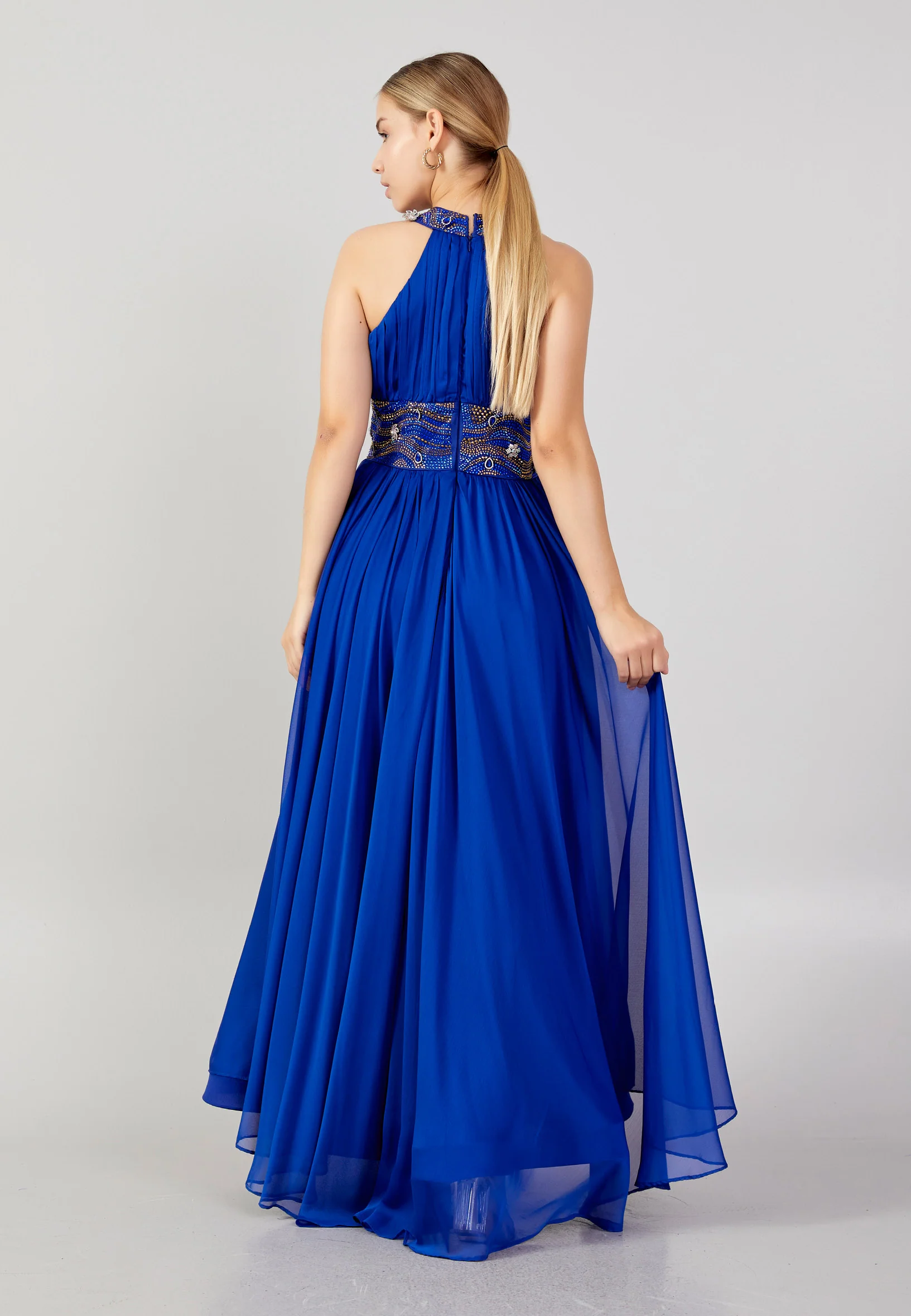 Sleeveless Maxi Chiffon Column Plus Size Evening Dress mtn88120-b - Image 2