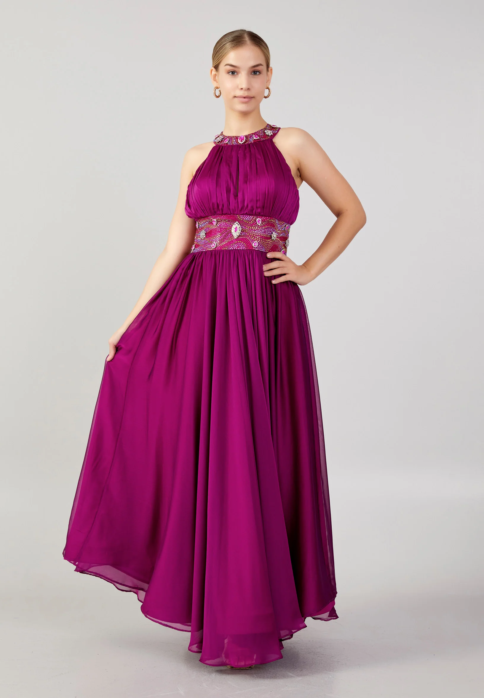 Sleeveless Maxi Chiffon Column Plus Size Evening Dress mtn88120-b - Image 9