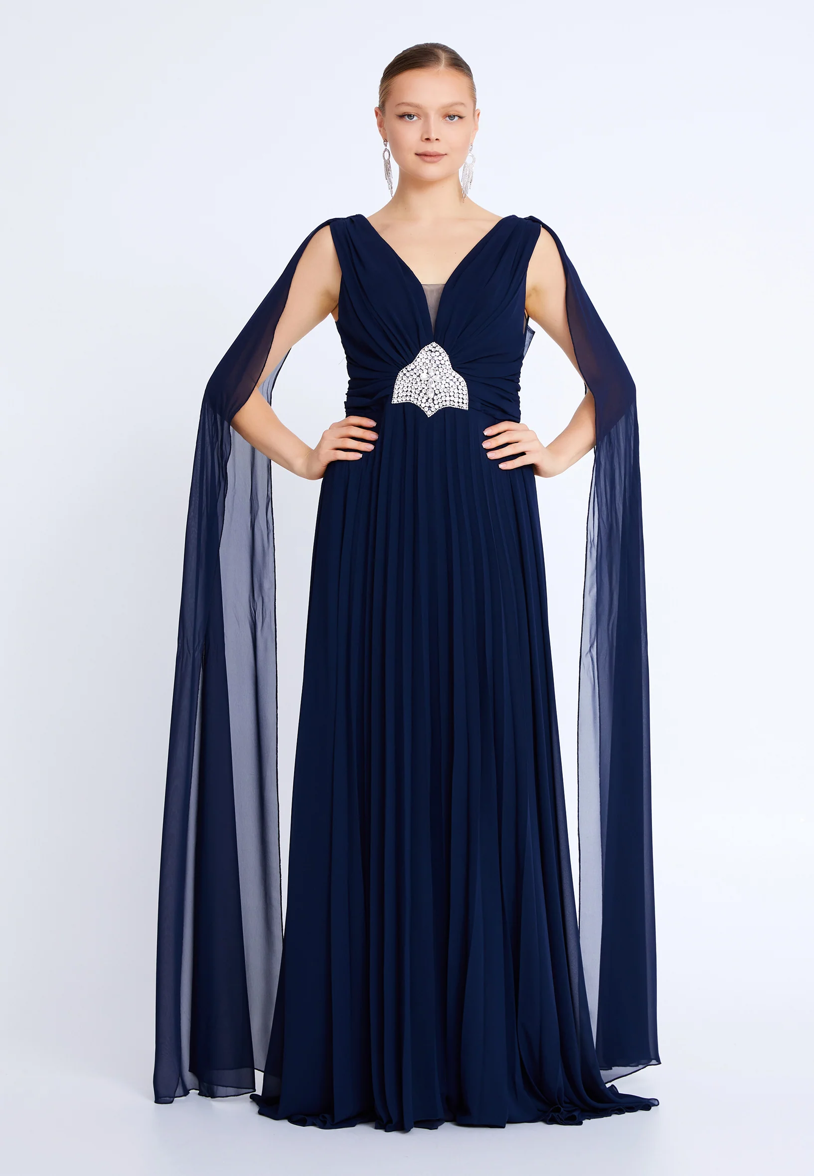 Sleeveless Maxi Chiffon Column Plus Size Wedding Guest Dress aln01911 - Image 13