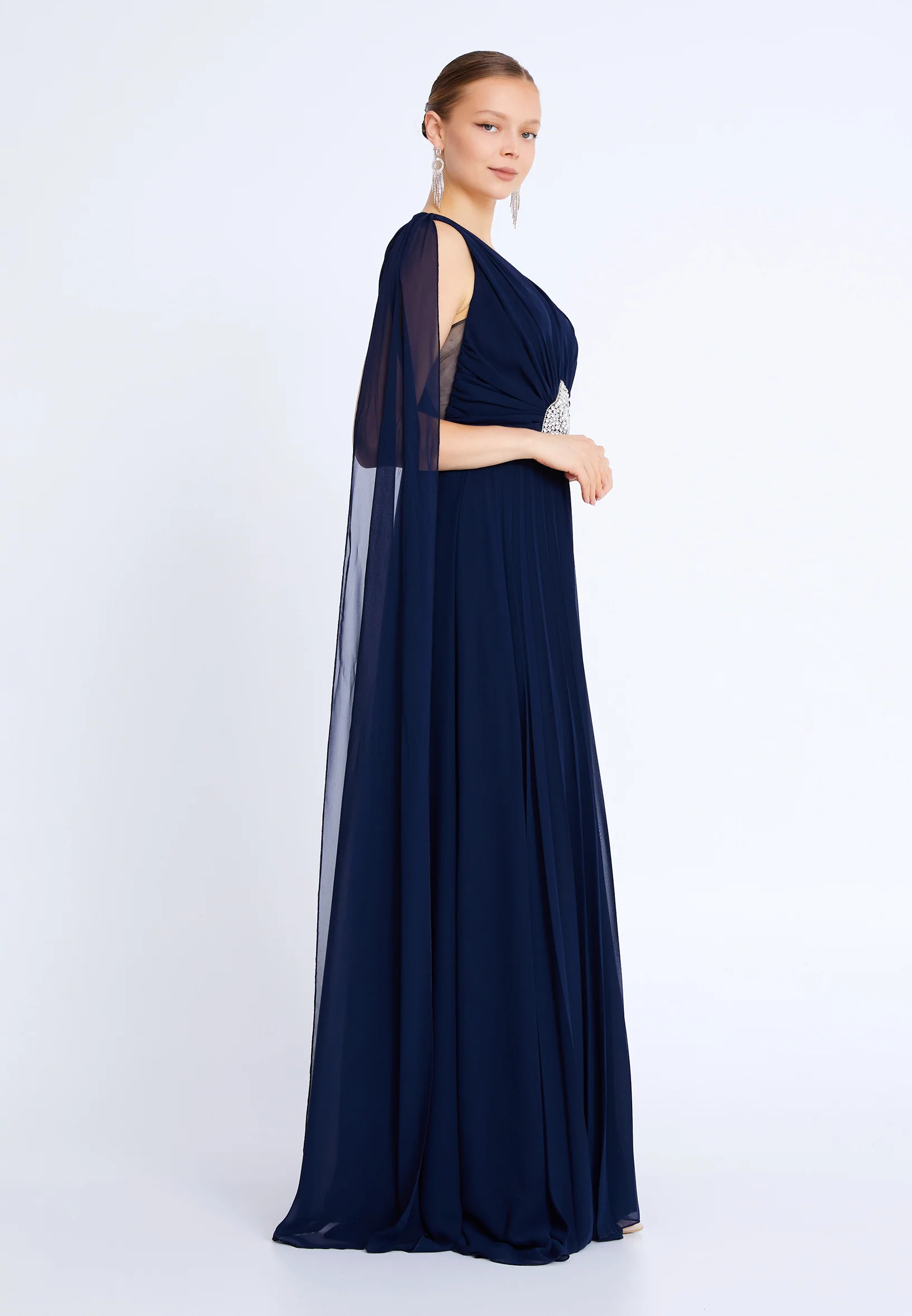 Sleeveless Maxi Chiffon Column Plus Size Wedding Guest Dress aln01911 - Image 15