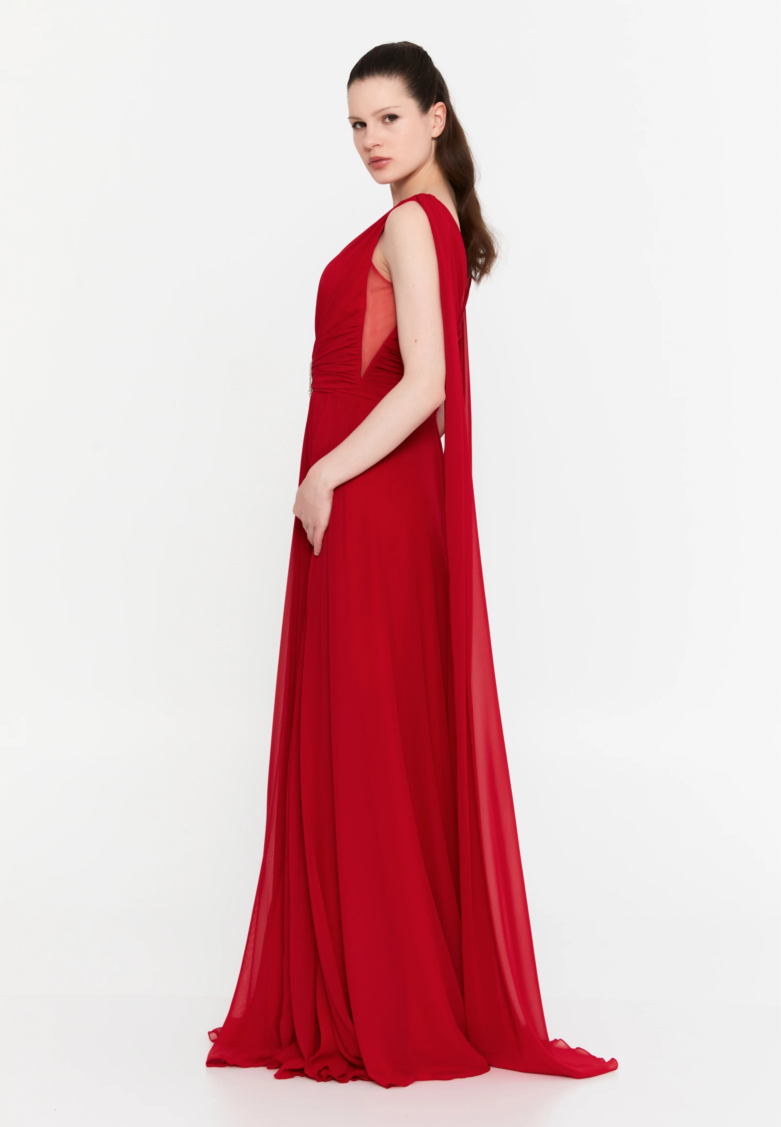 Sleeveless Maxi Chiffon Column Plus Size Wedding Guest Dress aln01911 - Image 19