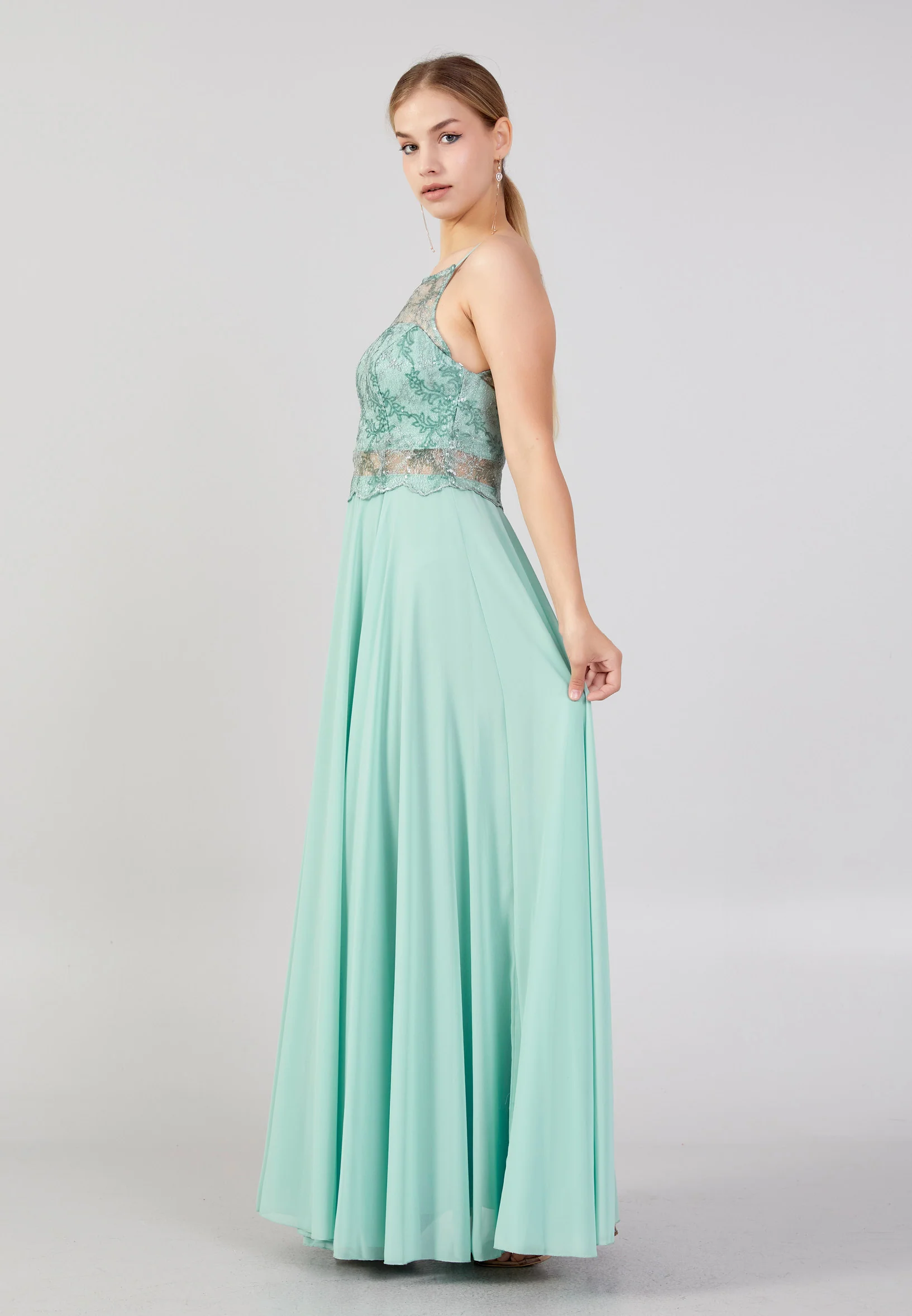 Sleeveless Maxi Chiffon Column Plus Size Wedding Guest Dress drd3090-1 - Image 11