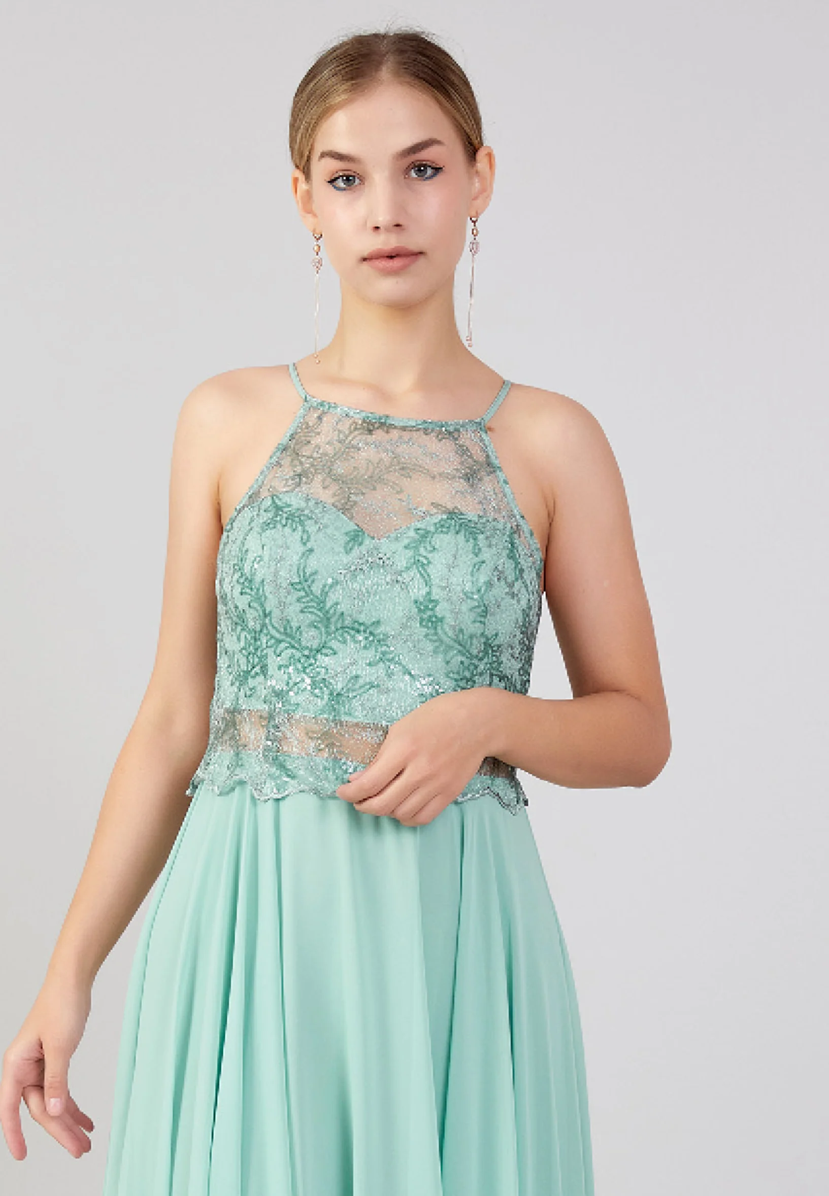 Sleeveless Maxi Chiffon Column Plus Size Wedding Guest Dress drd3090-1 - Image 12
