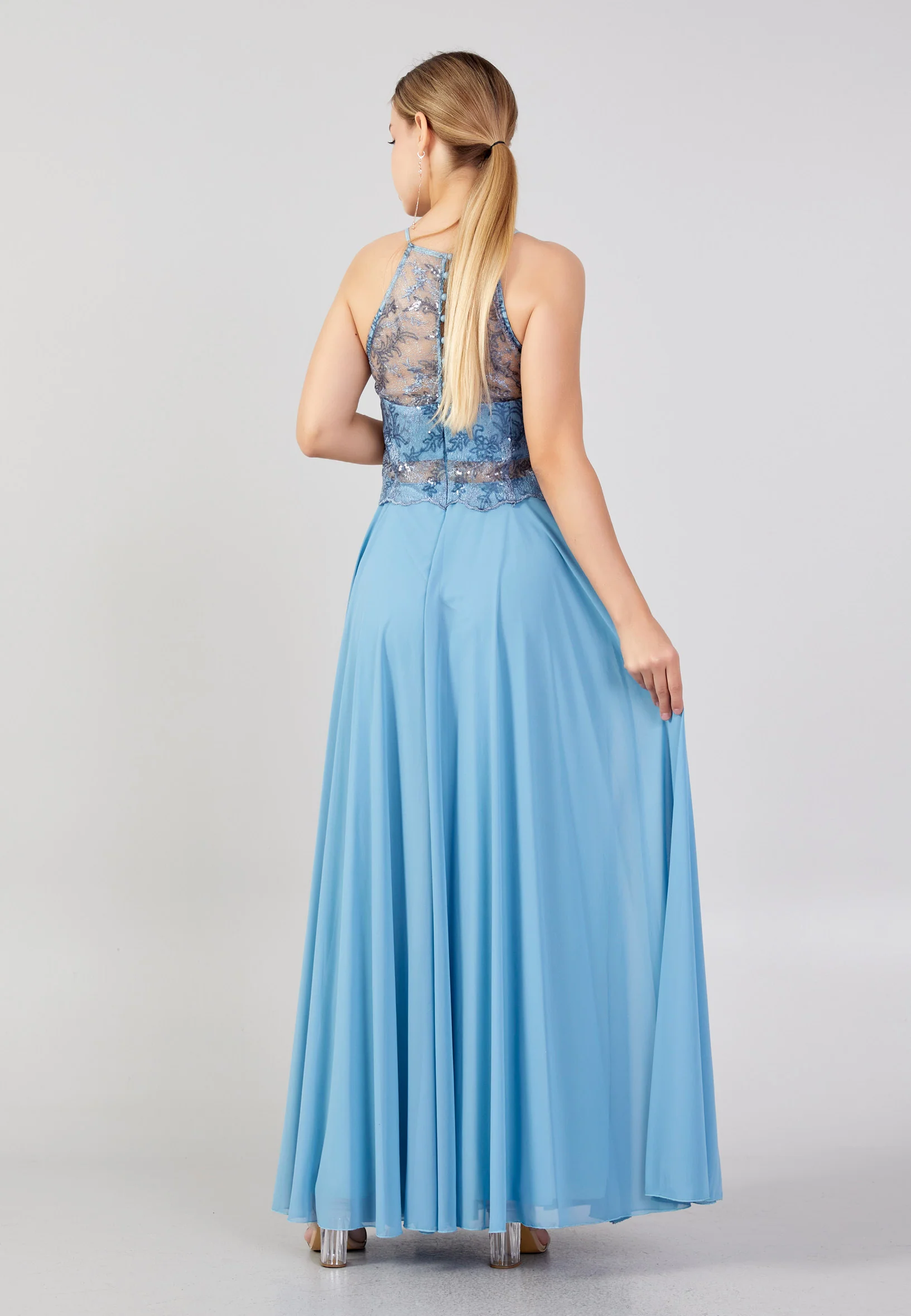 Sleeveless Maxi Chiffon Column Plus Size Wedding Guest Dress drd3090-1 - Image 2
