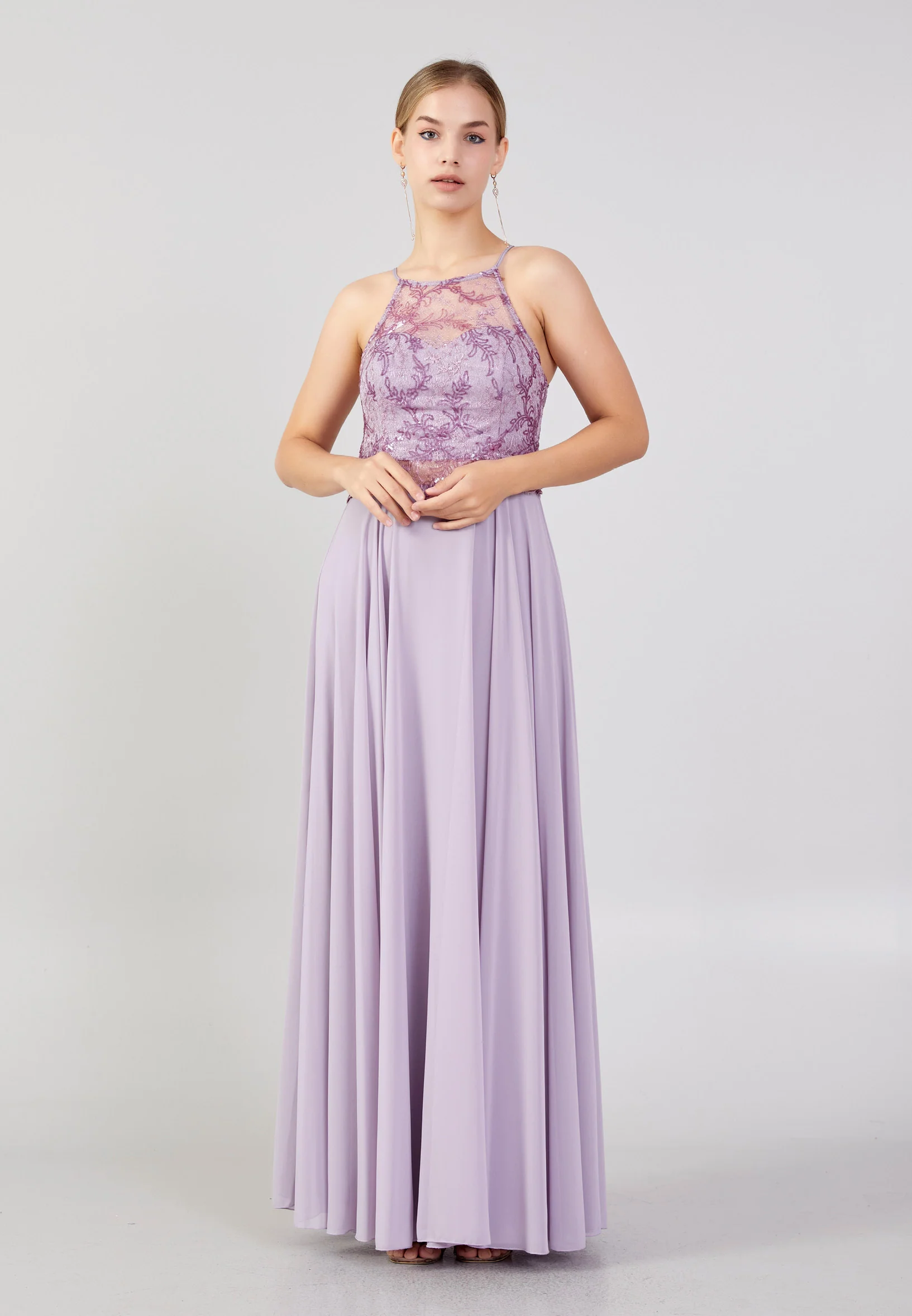 Sleeveless Maxi Chiffon Column Plus Size Wedding Guest Dress drd3090-1 - Image 5