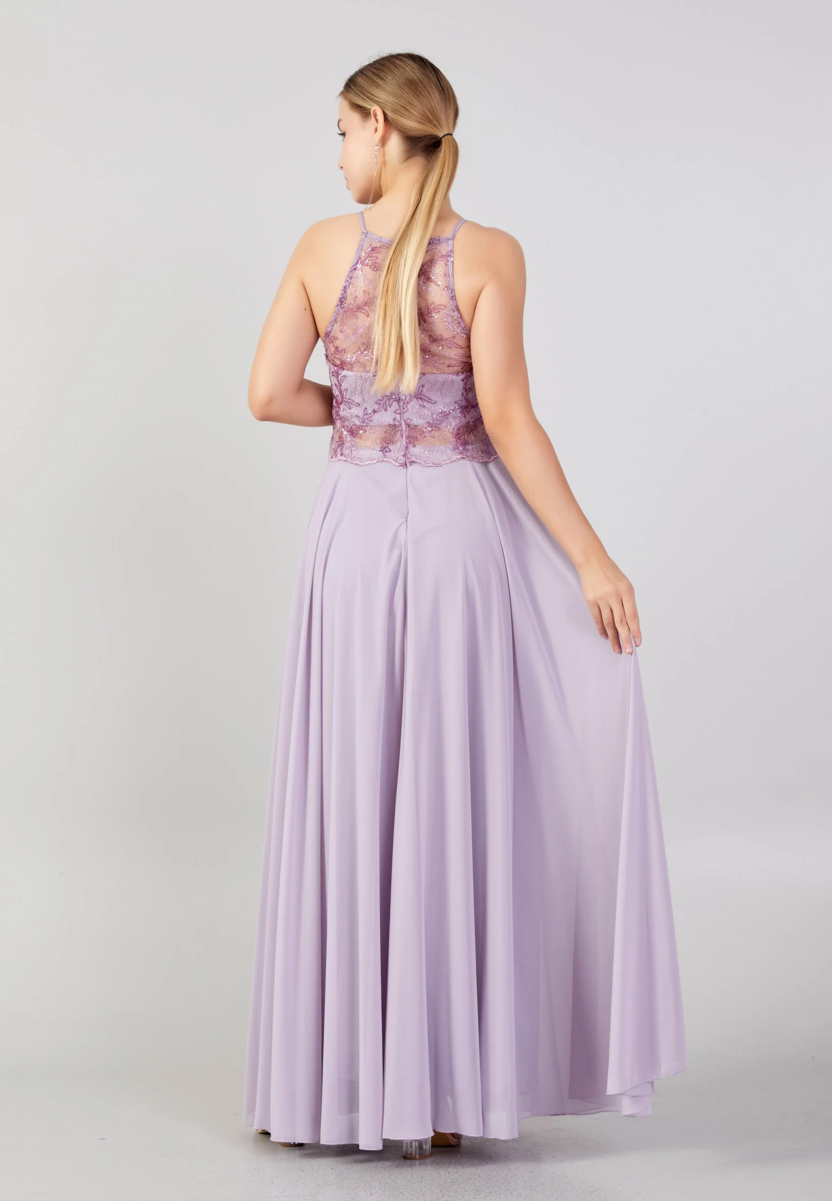 Sleeveless Maxi Chiffon Column Plus Size Wedding Guest Dress drd3090-1 - Image 6