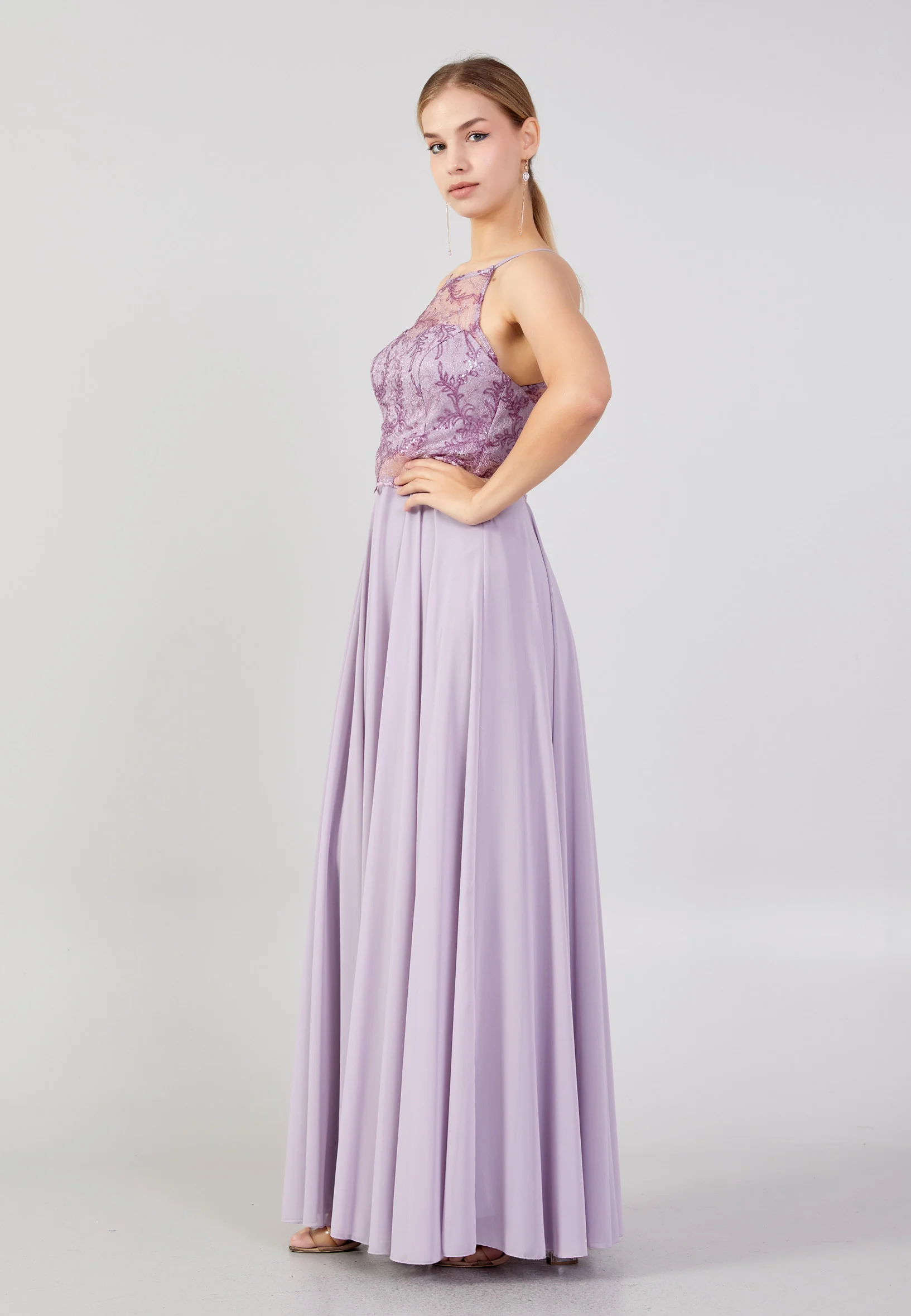 Sleeveless Maxi Chiffon Column Plus Size Wedding Guest Dress drd3090-1 - Image 7
