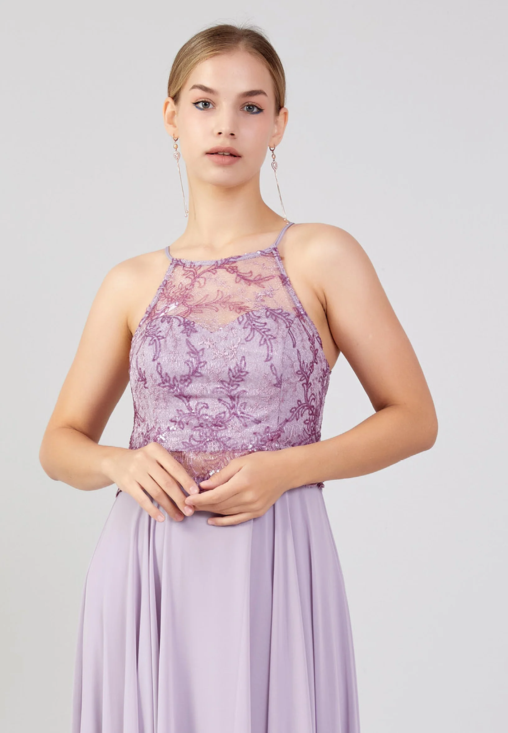 Sleeveless Maxi Chiffon Column Plus Size Wedding Guest Dress drd3090-1 - Image 8