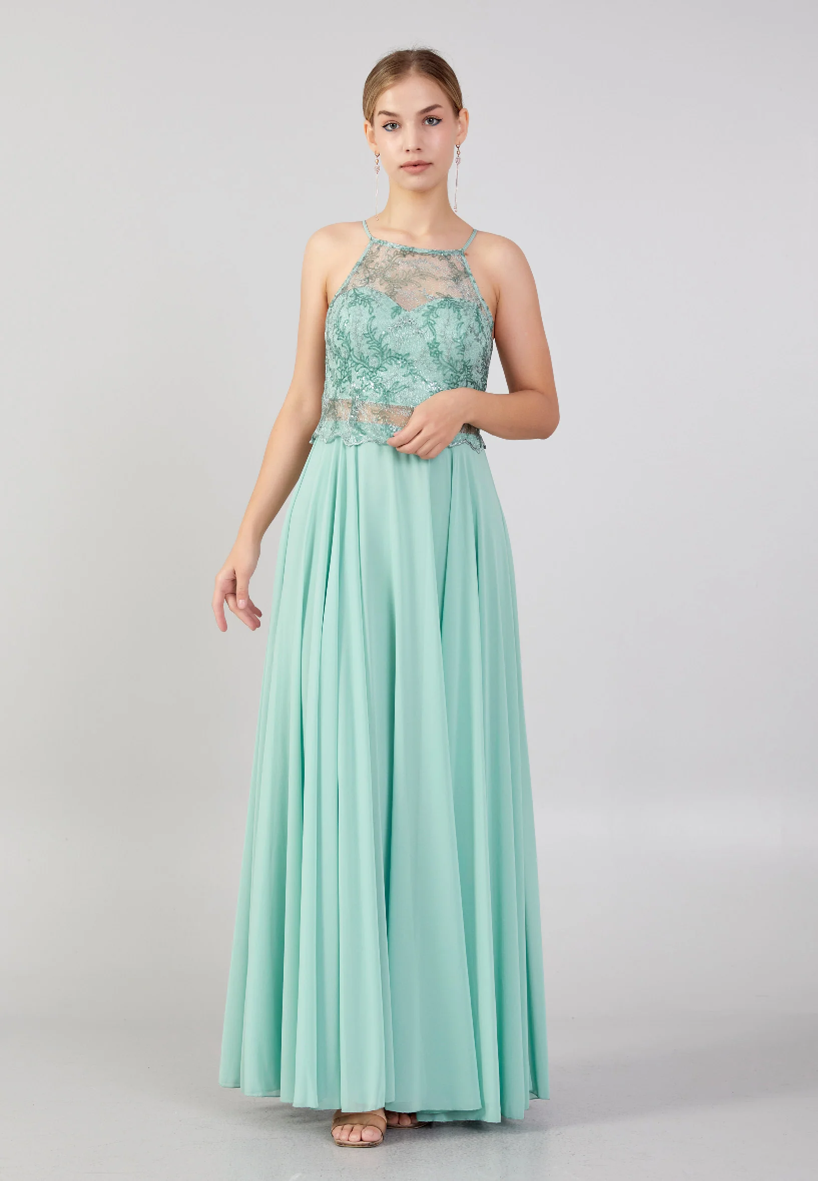 Sleeveless Maxi Chiffon Column Plus Size Wedding Guest Dress drd3090-1 - Image 9