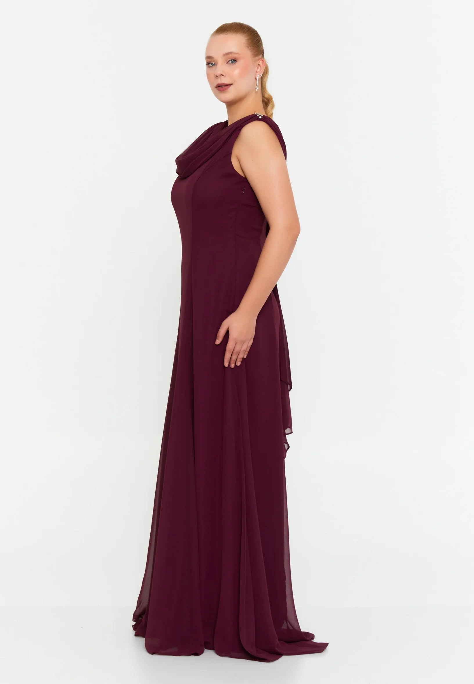 Sleeveless Maxi Chiffon Column Plus Size Wedding Guest Dress msp77251 - Image 11
