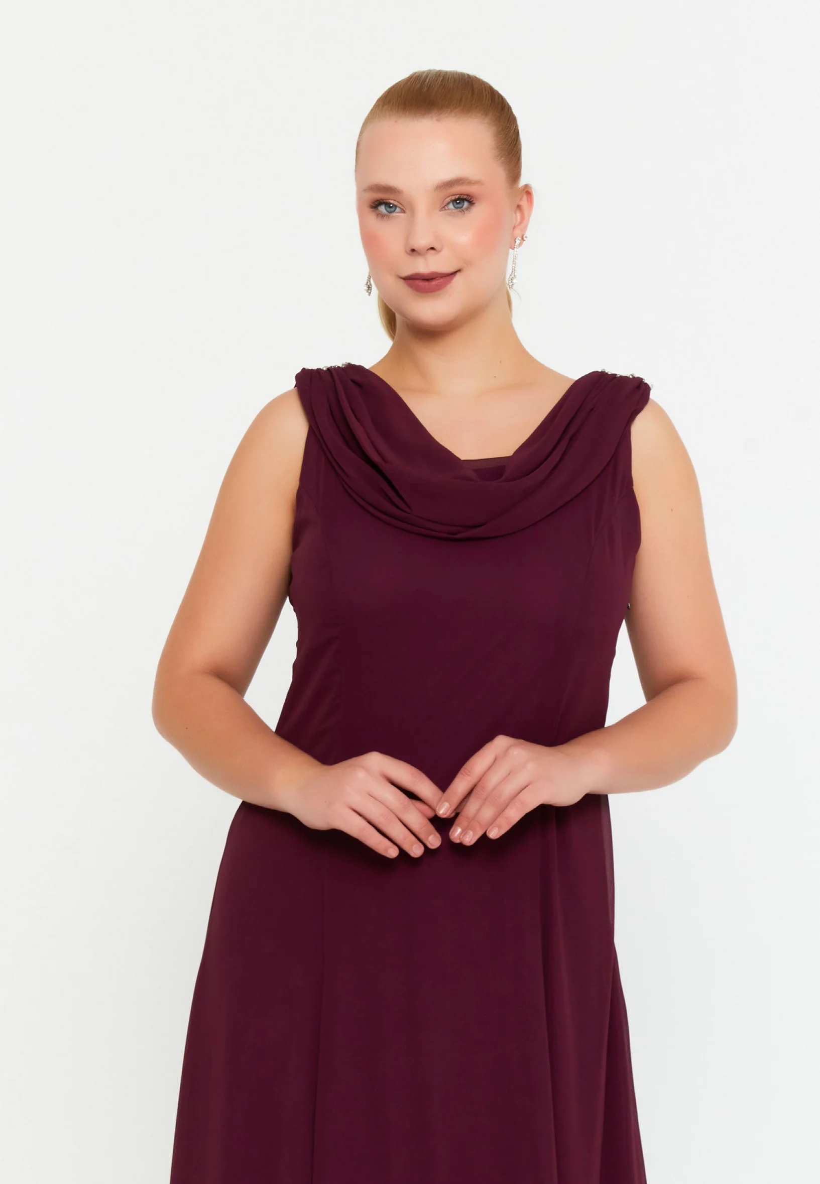 Sleeveless Maxi Chiffon Column Plus Size Wedding Guest Dress msp77251 - Image 12