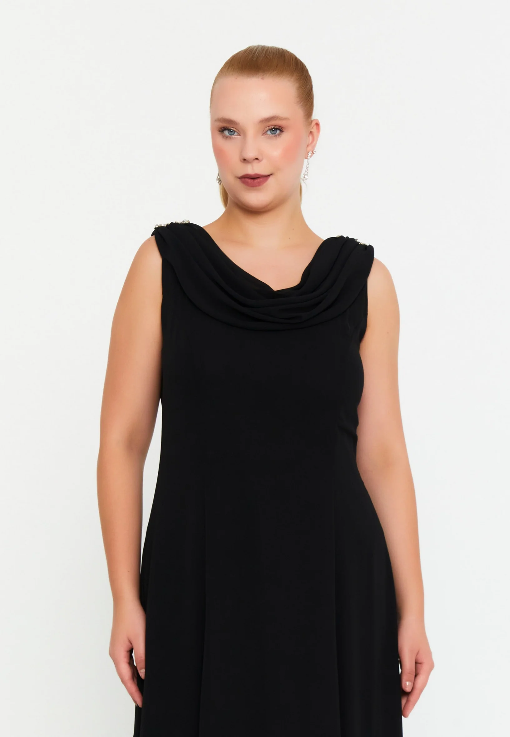 Sleeveless Maxi Chiffon Column Plus Size Wedding Guest Dress msp77251 - Image 4
