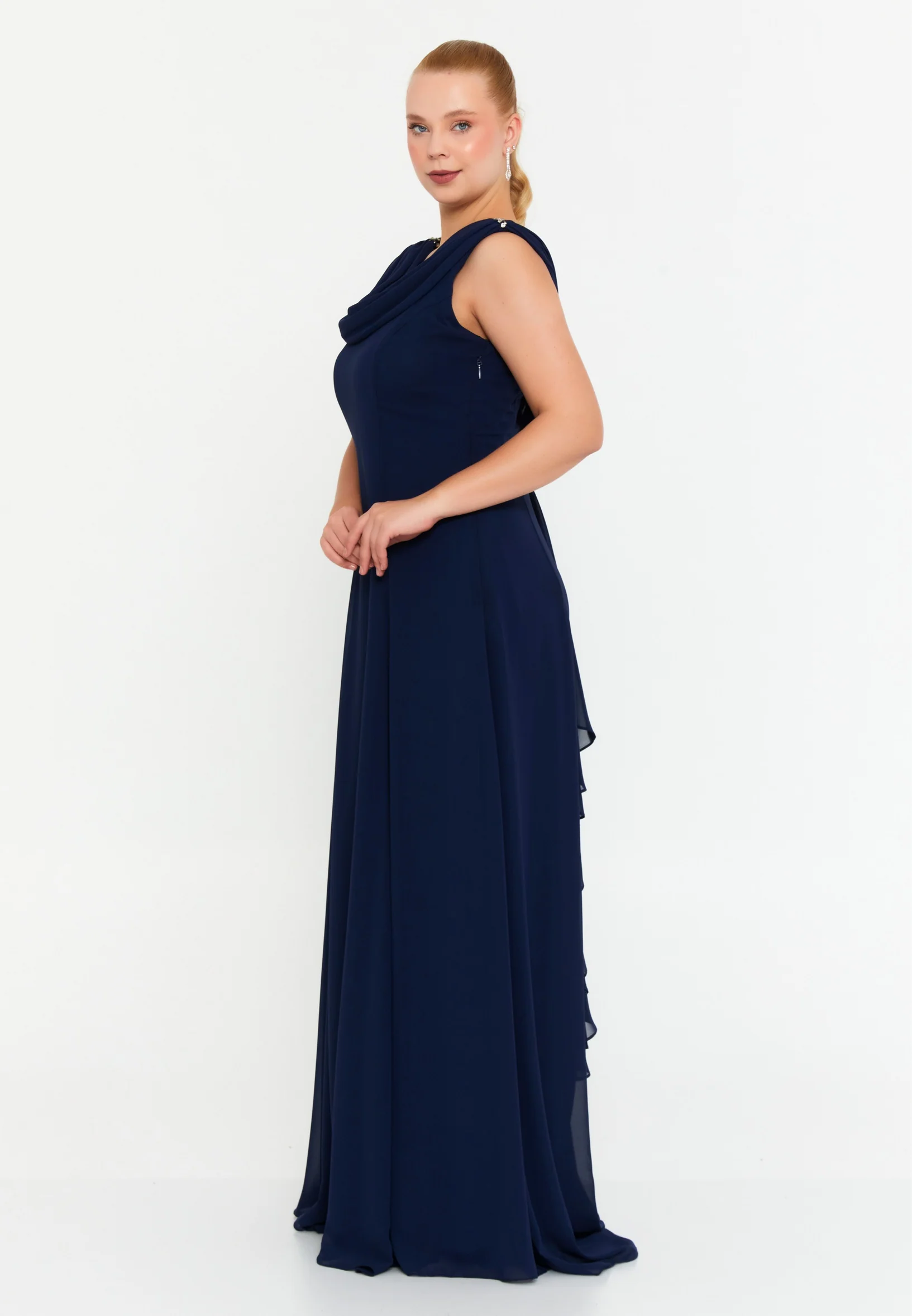 Sleeveless Maxi Chiffon Column Plus Size Wedding Guest Dress msp77251 - Image 7