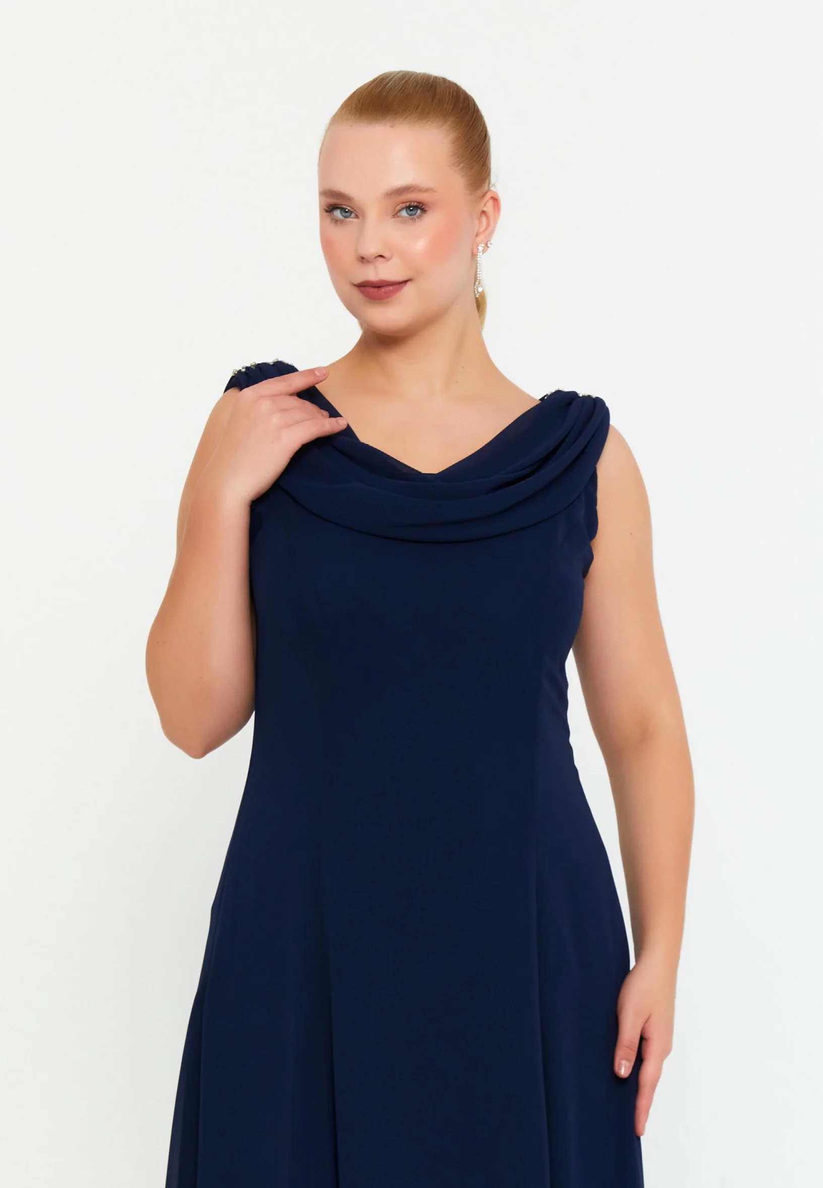 Sleeveless Maxi Chiffon Column Plus Size Wedding Guest Dress msp77251 - Image 8