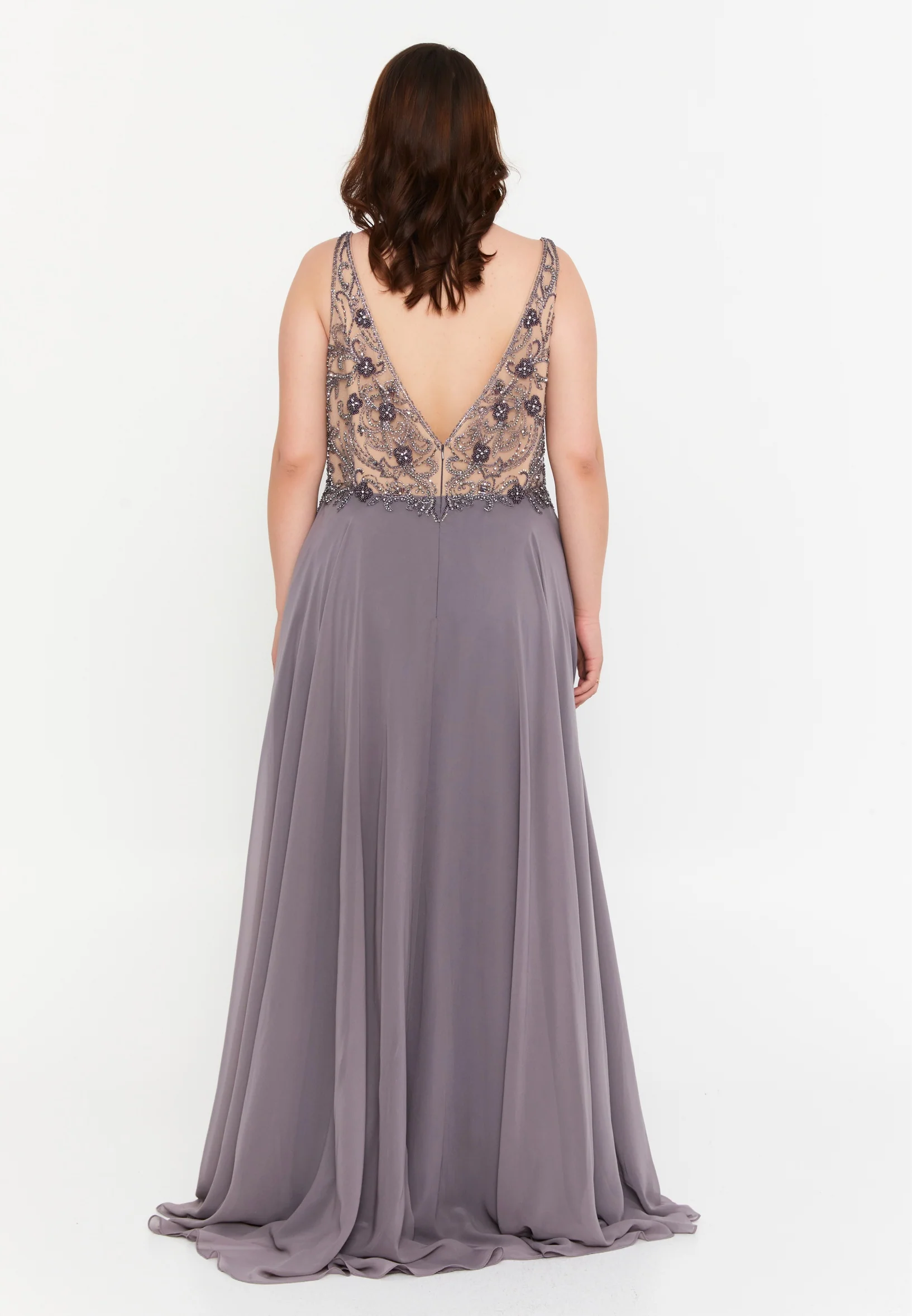 Sleeveless Maxi Chiffon Column Plus Size Wedding Guest Dress mtc201913 - Image 2