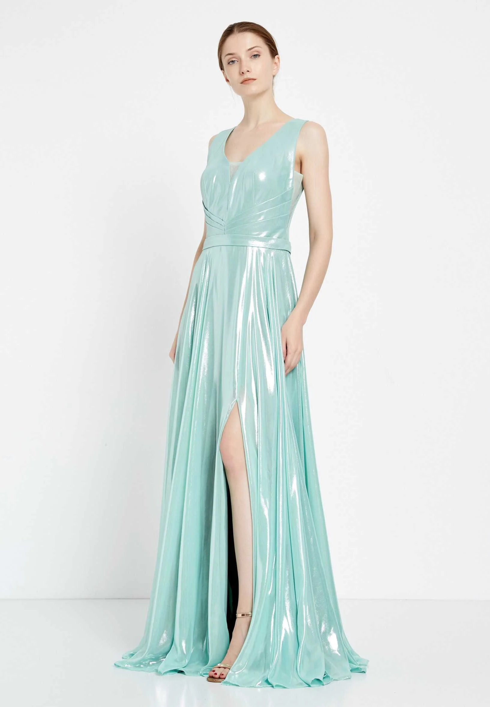 Sleeveless Maxi Chiffon Column Regular Evening Dress rmn2922 - Image 11