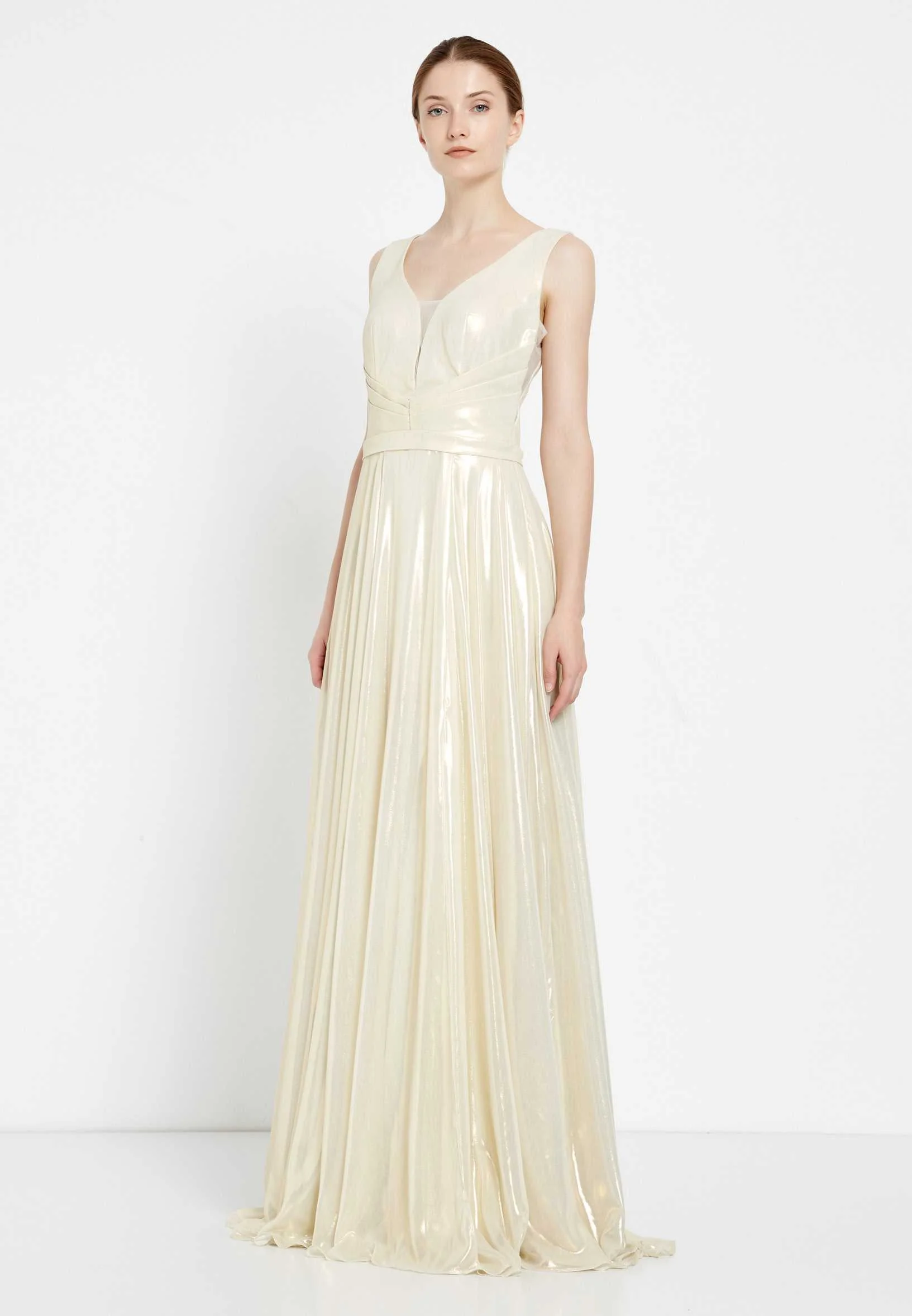 Sleeveless Maxi Chiffon Column Regular Evening Dress rmn2922 - Image 3