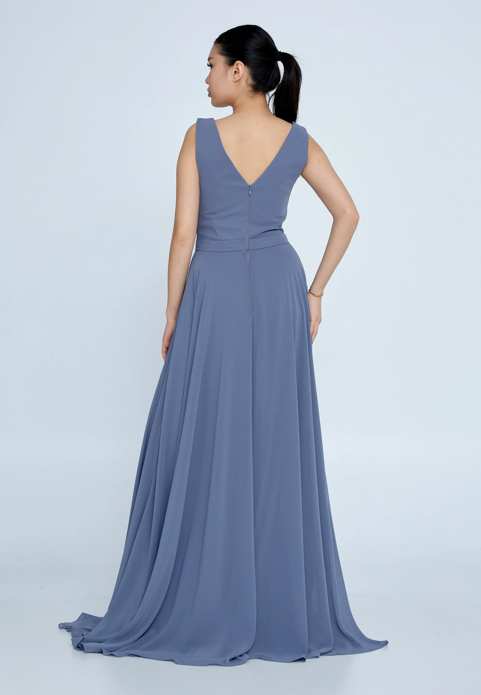 Sleeveless Maxi Chiffon Column Regular Evening Dress rmn2922 - Image 6