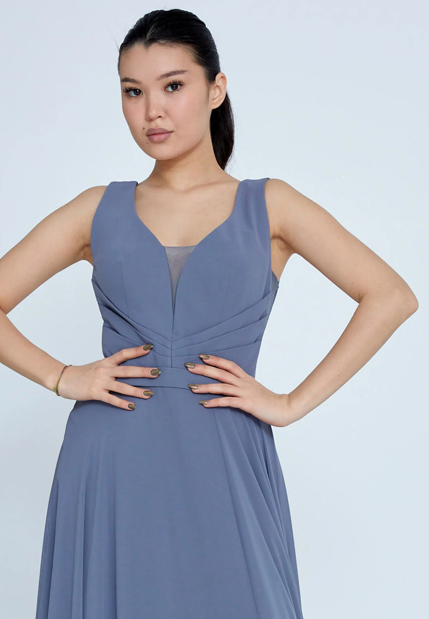 Sleeveless Maxi Chiffon Column Regular Evening Dress rmn2922 - Image 8