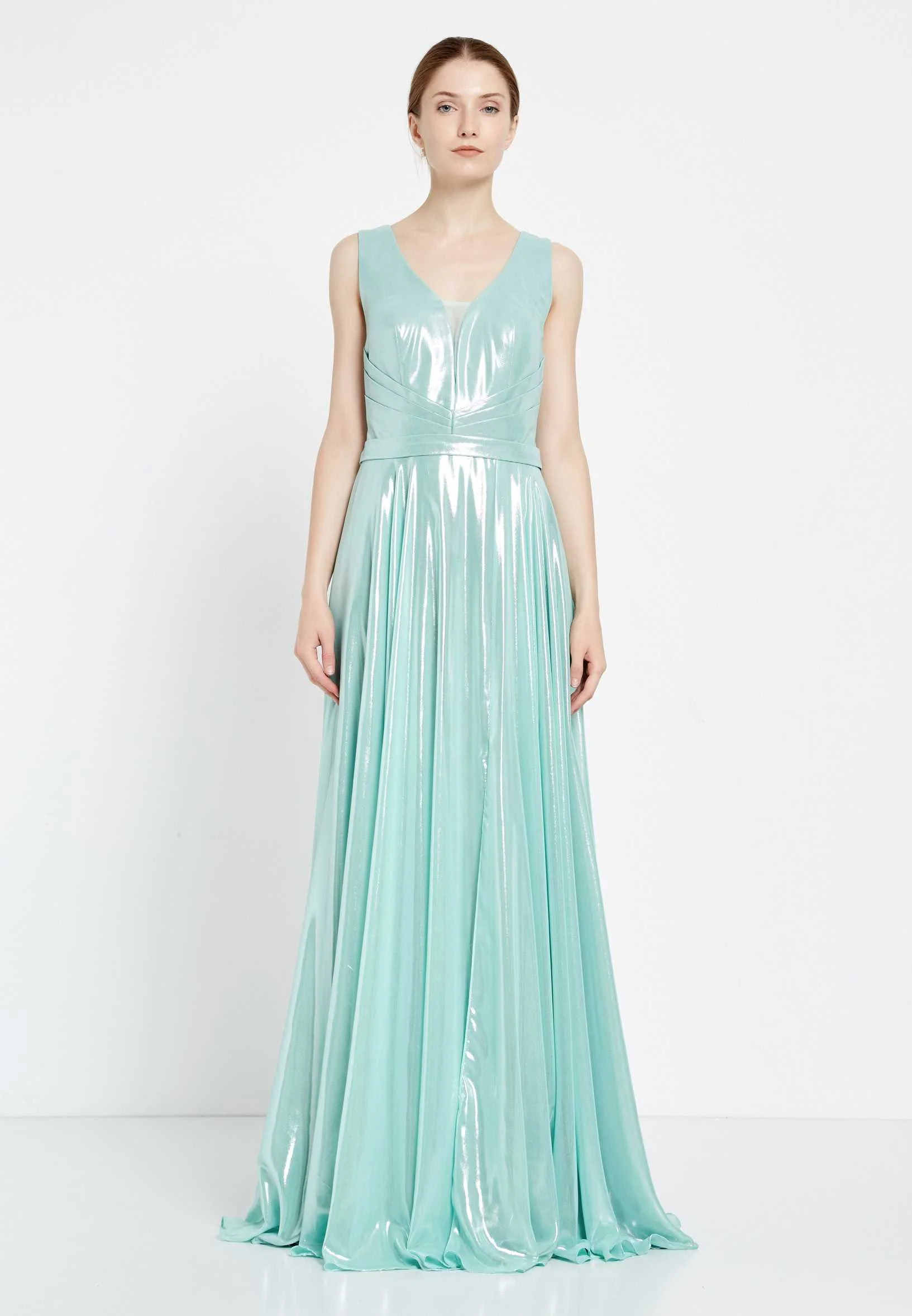 Sleeveless Maxi Chiffon Column Regular Evening Dress rmn2922 - Image 9