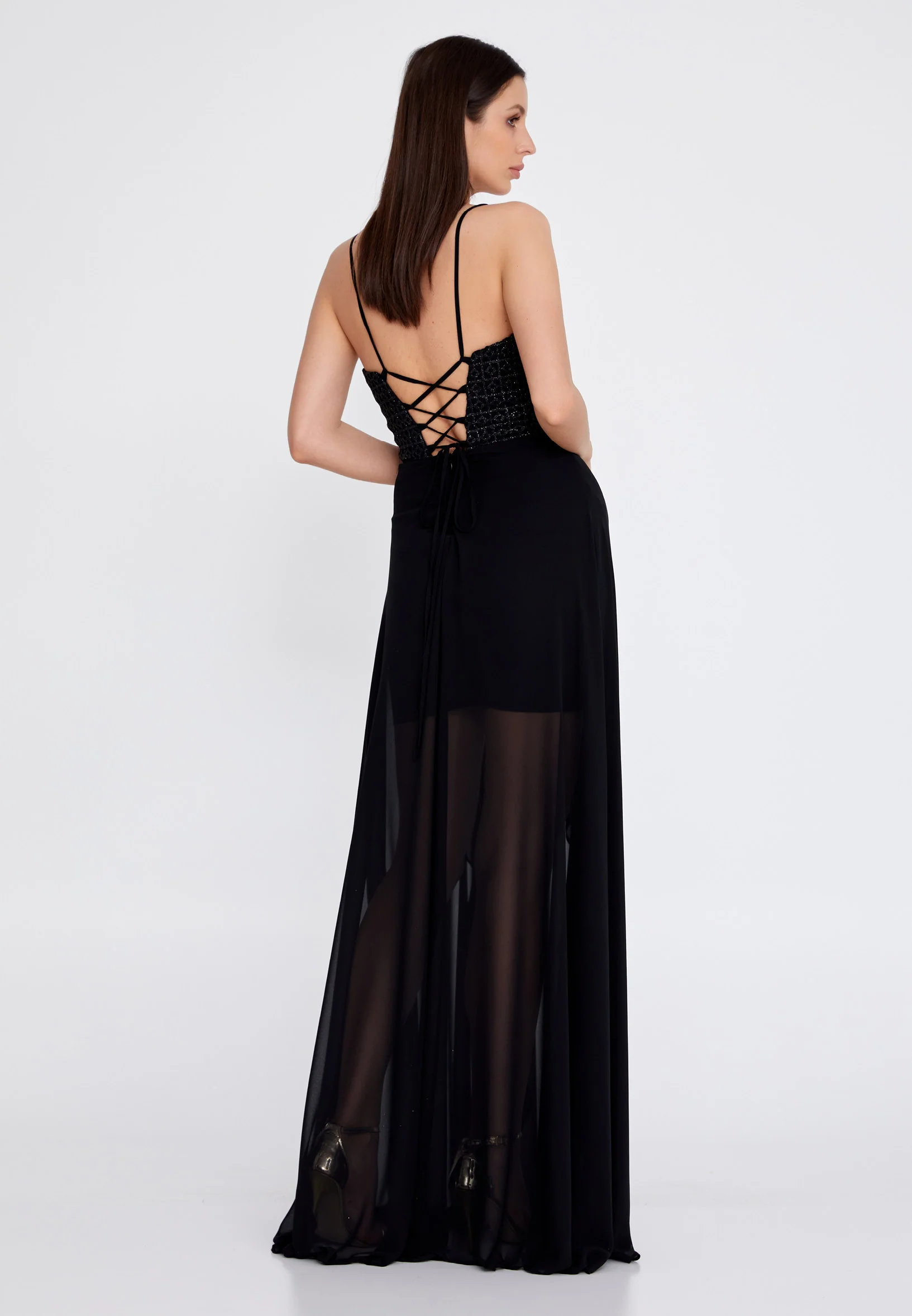 Sleeveless Maxi Chiffon Column Regular Evening Dress rmn3188 - Image 10