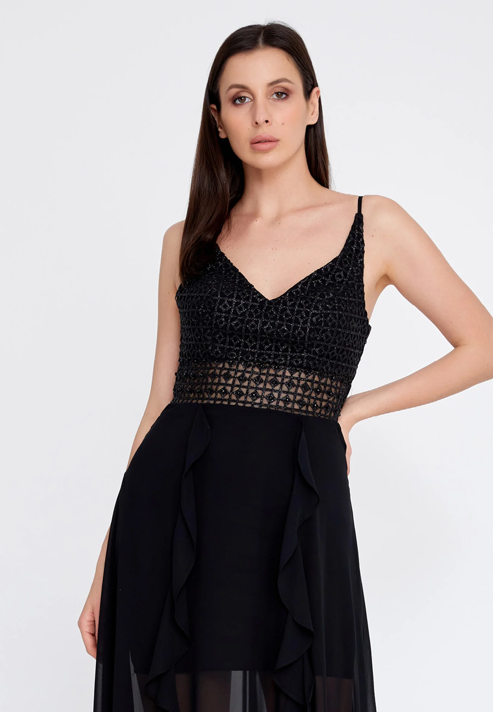 Sleeveless Maxi Chiffon Column Regular Evening Dress rmn3188 - Image 12