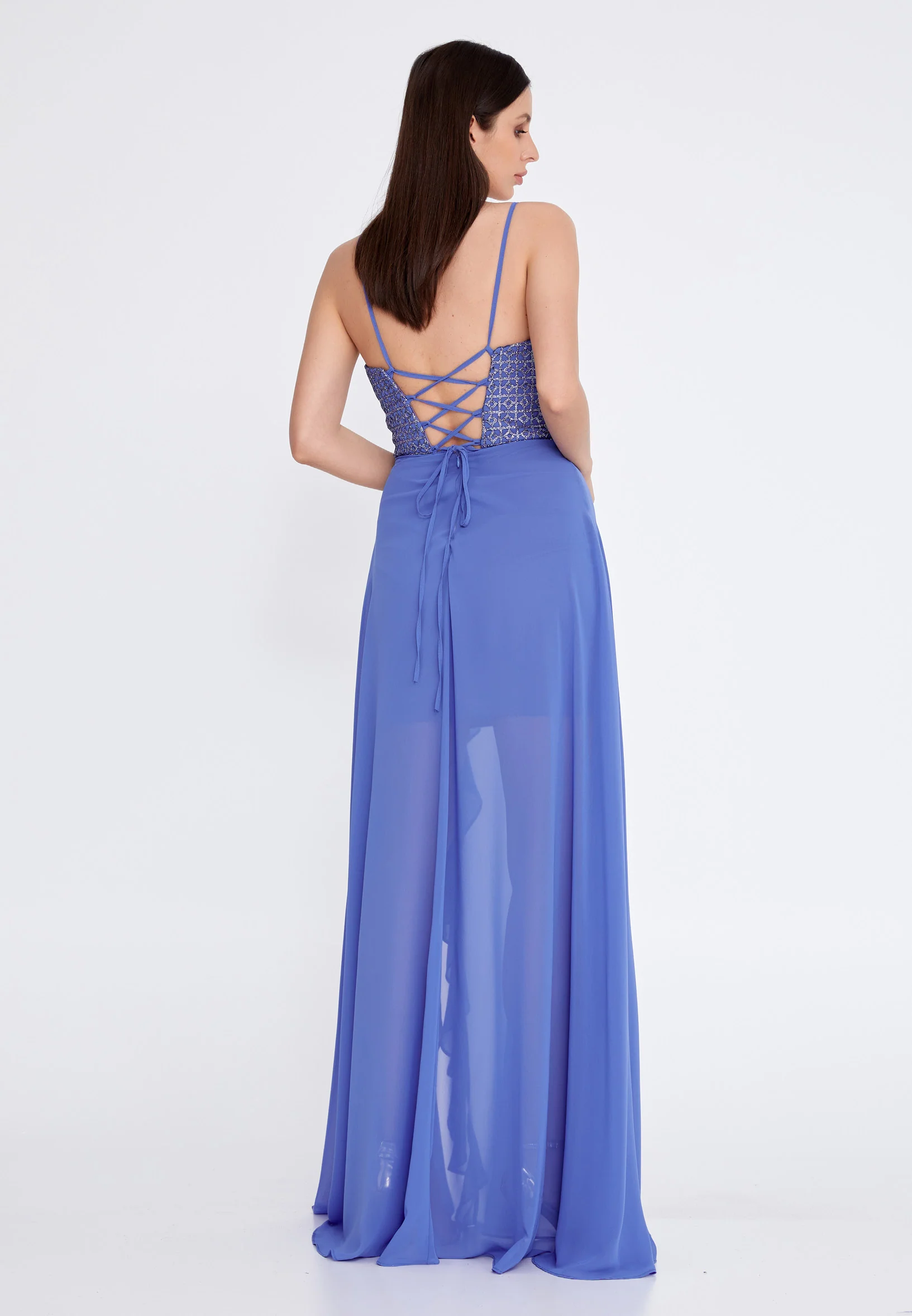 Sleeveless Maxi Chiffon Column Regular Evening Dress rmn3188 - Image 14