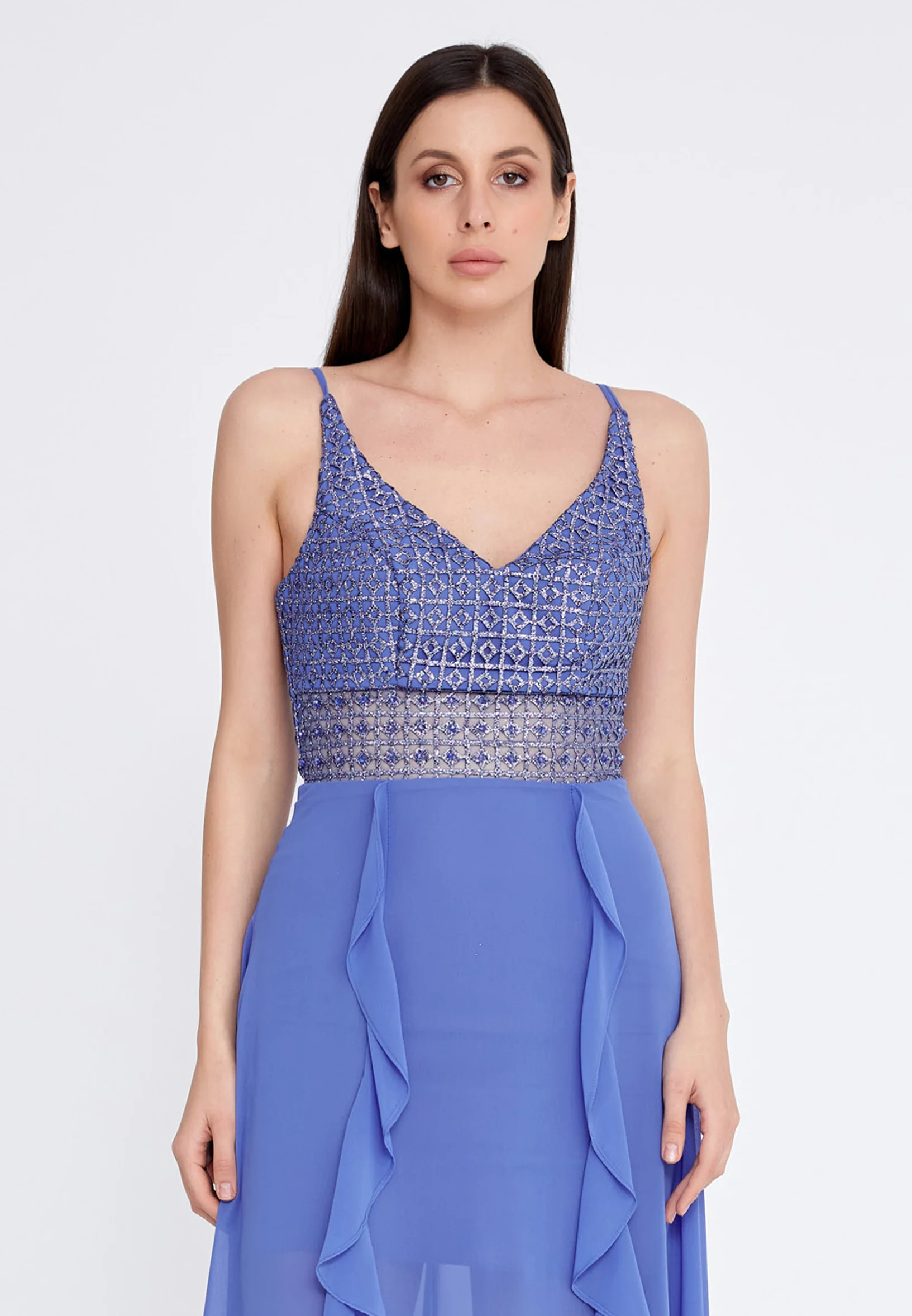 Sleeveless Maxi Chiffon Column Regular Evening Dress rmn3188 - Image 16