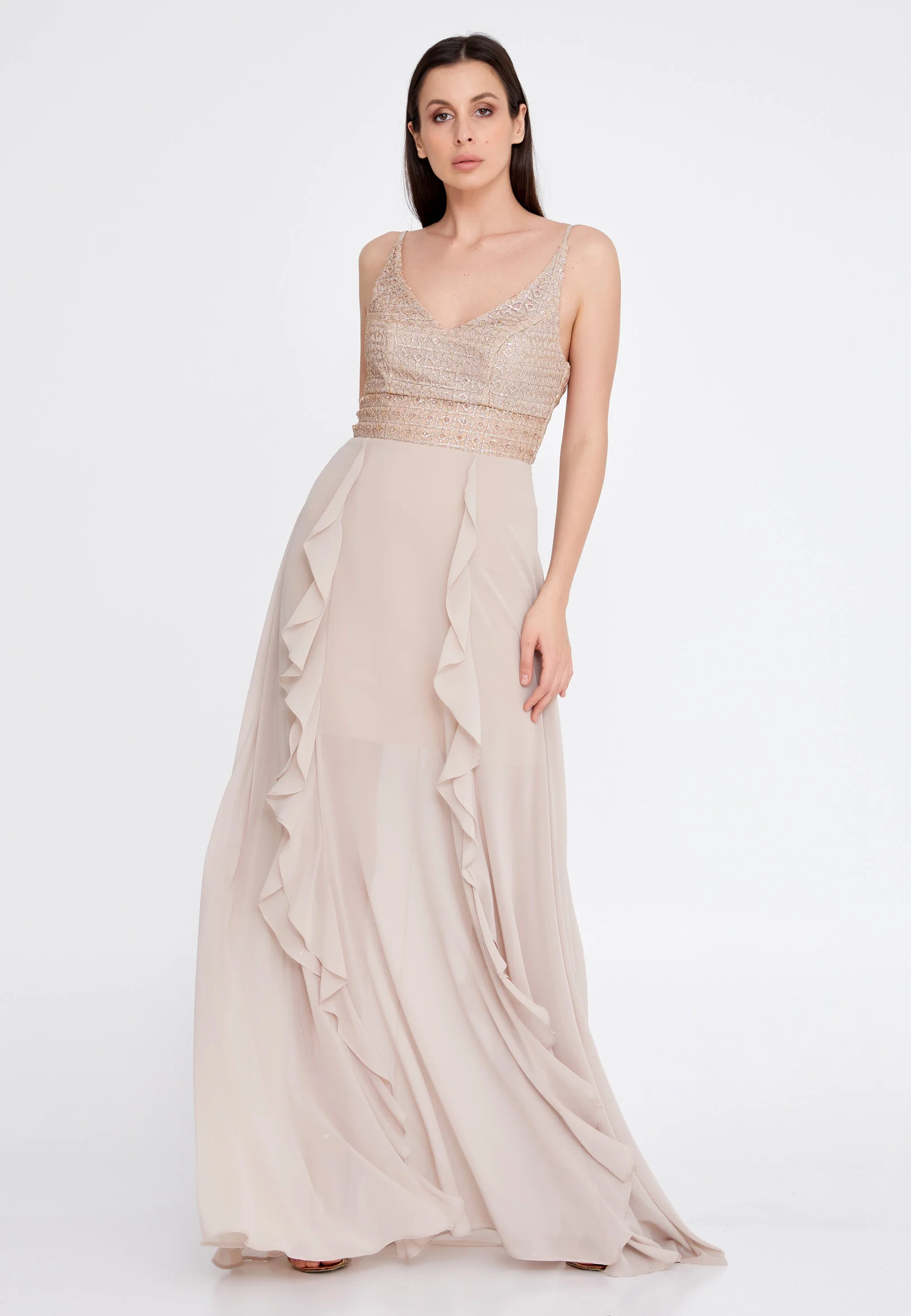 Sleeveless Maxi Chiffon Column Regular Evening Dress rmn3188 - Image 17