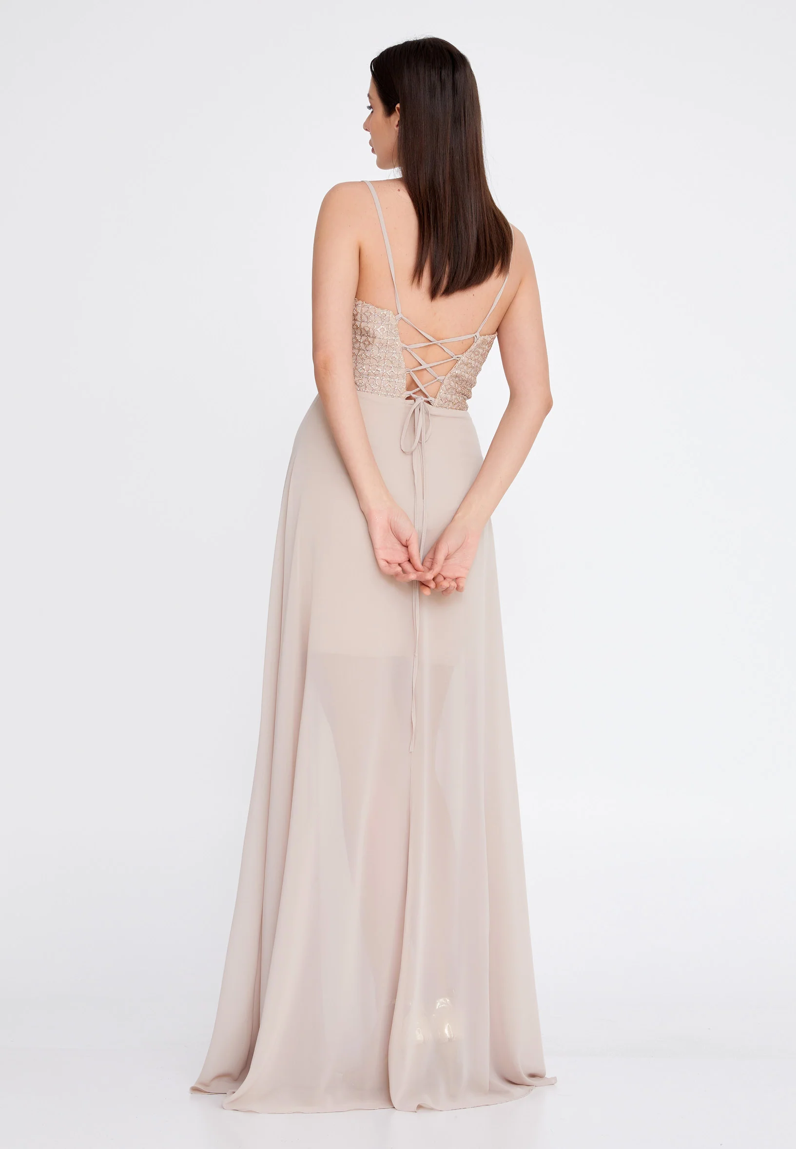 Sleeveless Maxi Chiffon Column Regular Evening Dress rmn3188 - Image 18