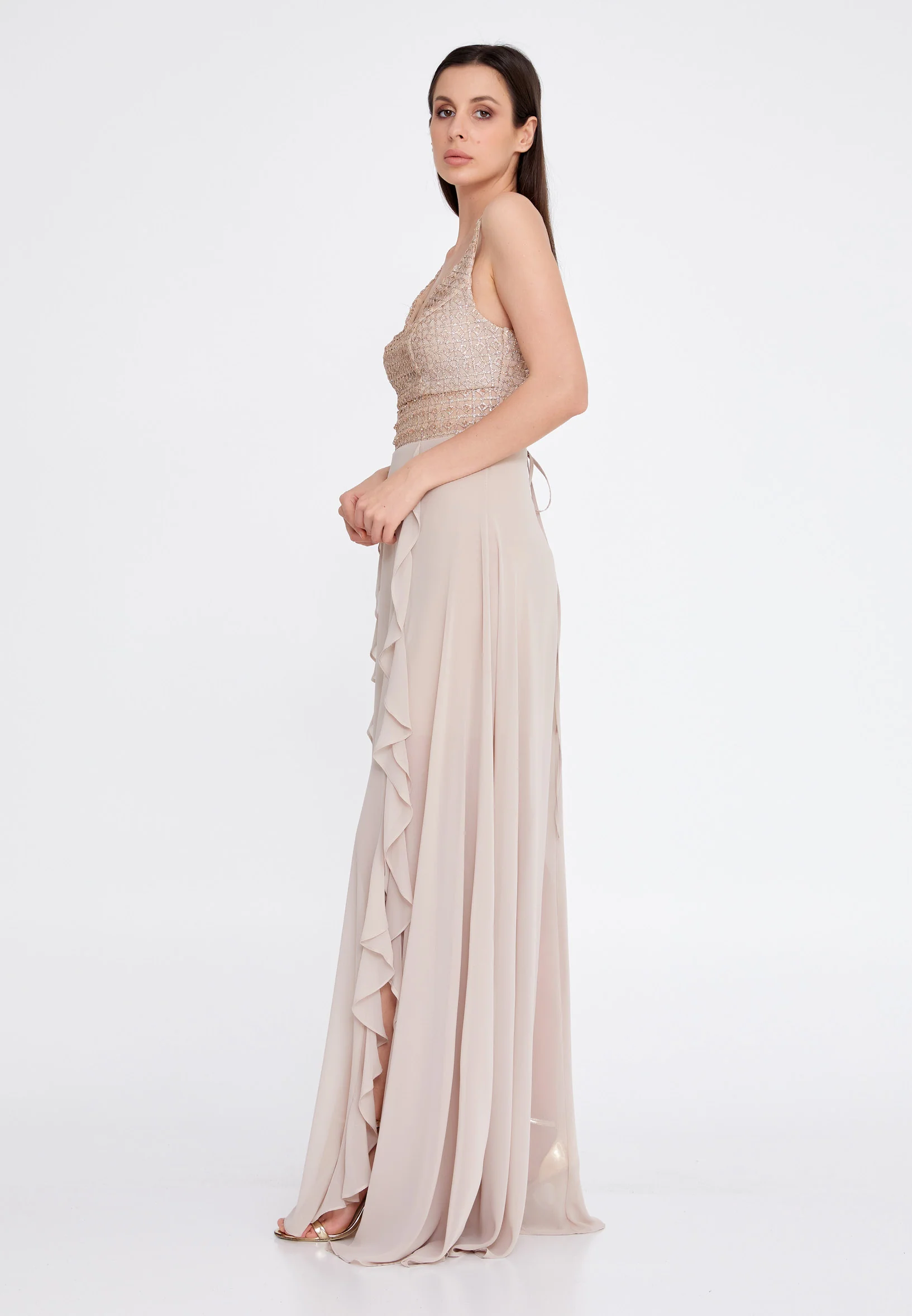 Sleeveless Maxi Chiffon Column Regular Evening Dress rmn3188 - Image 19