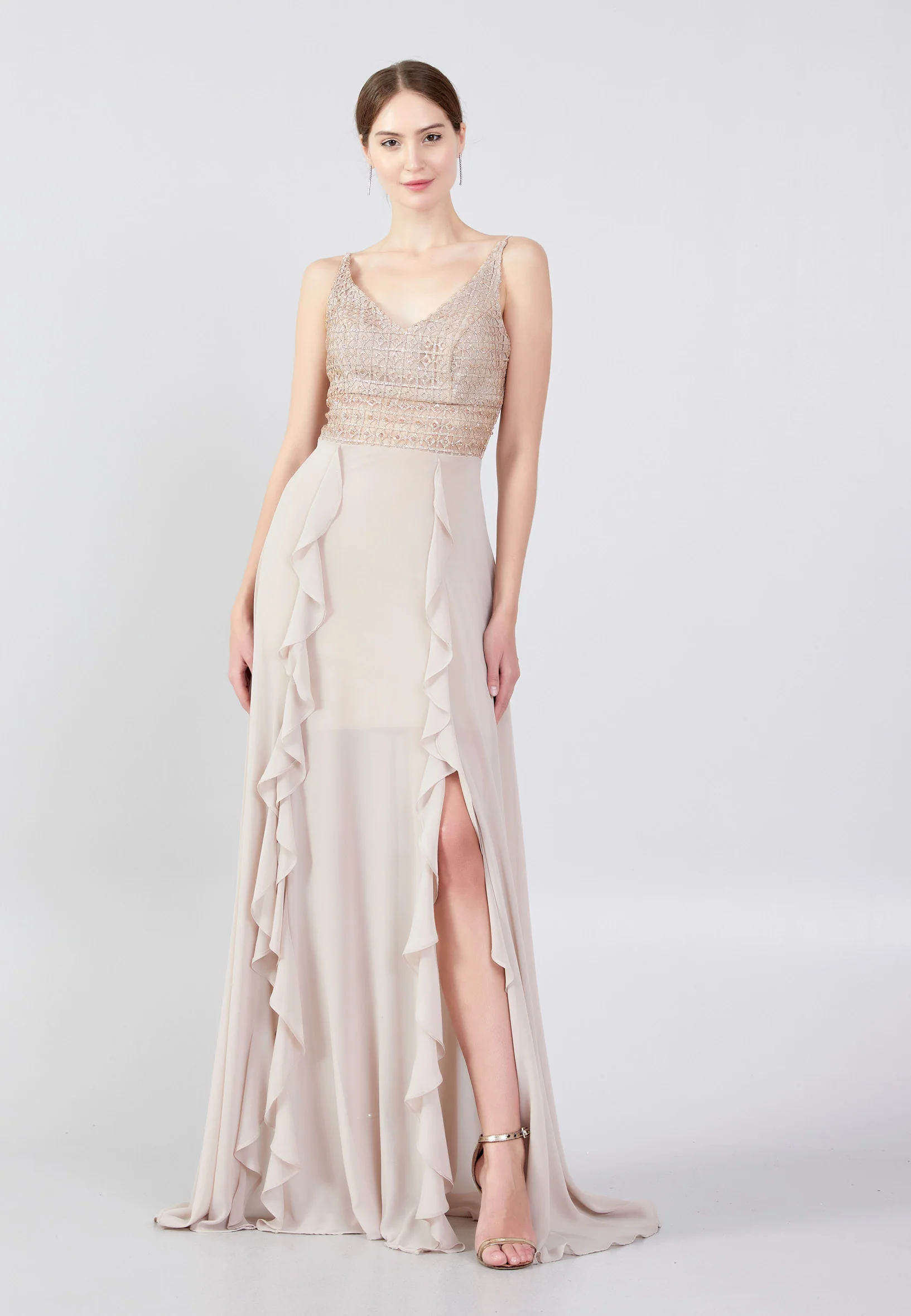 Sleeveless Maxi Chiffon Column Regular Evening Dress rmn3188 - Image 21