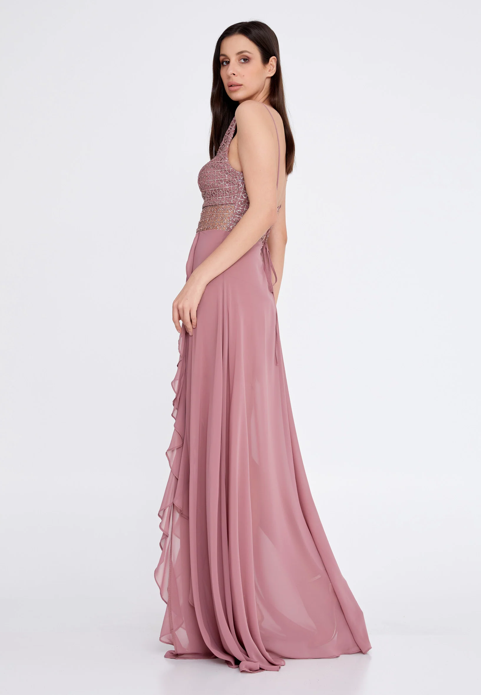 Sleeveless Maxi Chiffon Column Regular Evening Dress rmn3188 - Image 27