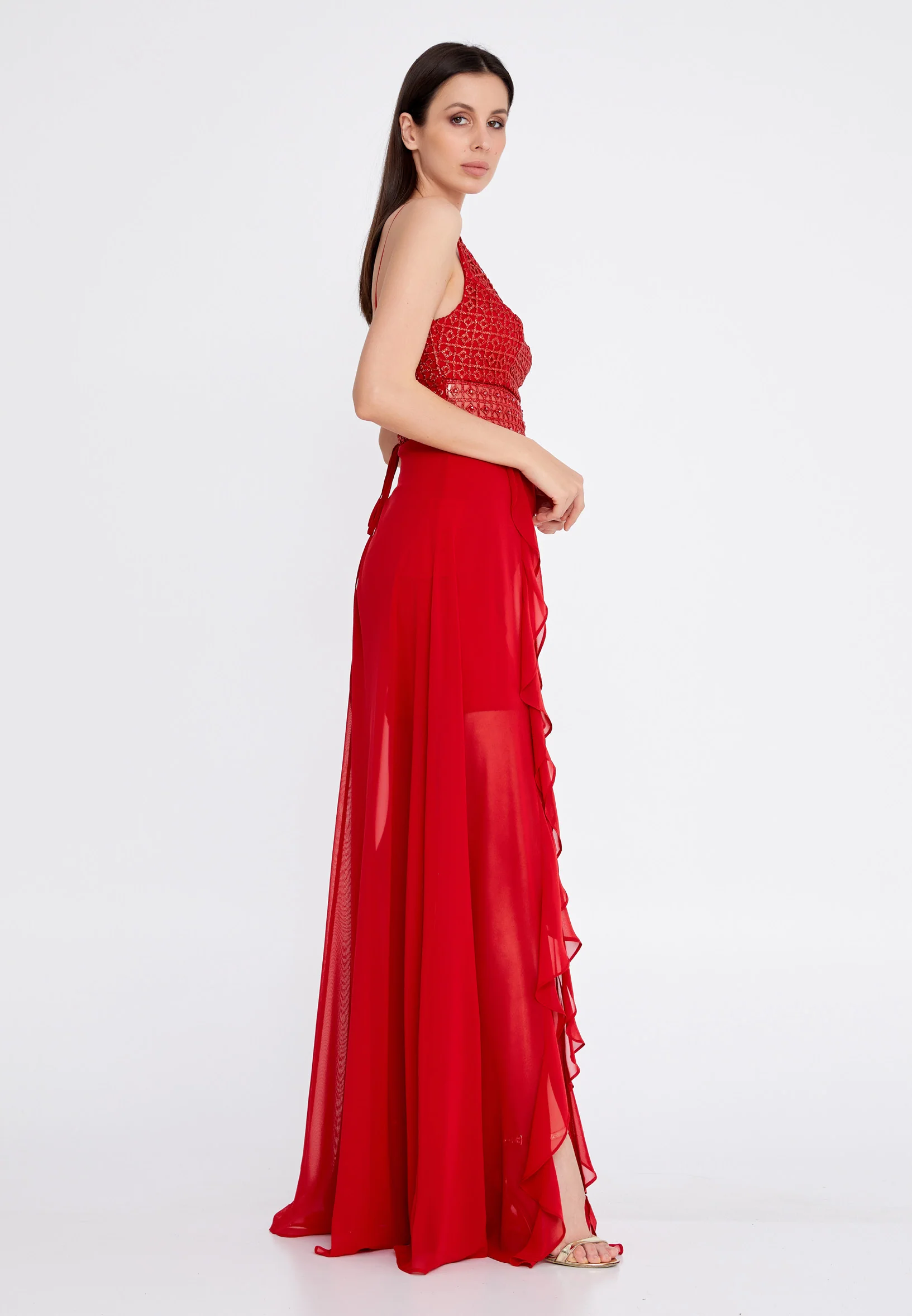 Sleeveless Maxi Chiffon Column Regular Evening Dress rmn3188 - Image 31