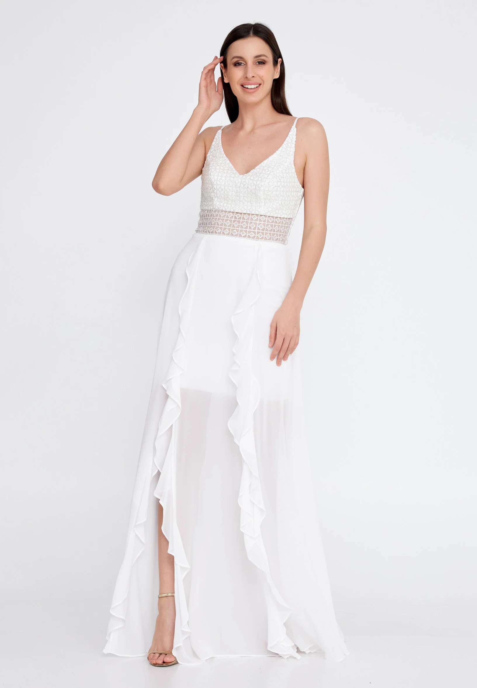 Sleeveless Maxi Chiffon Column Regular Evening Dress rmn3188 - Image 33